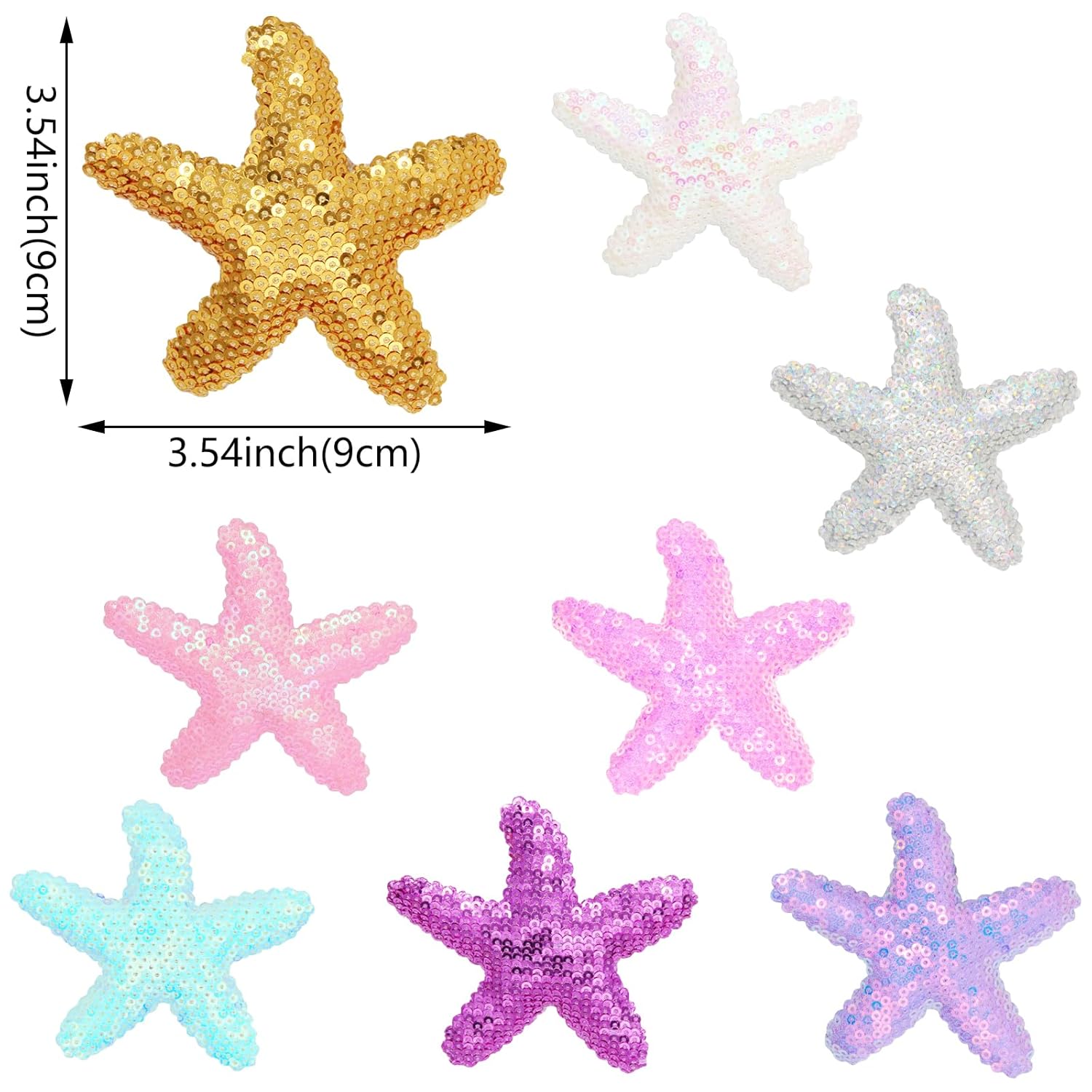 16 pinzas para el cabello con estrellas de mar, lentejuelas con purpurina y estrellas de mar, pasadores de pelo brillantes de cocodrilo, accesorios
