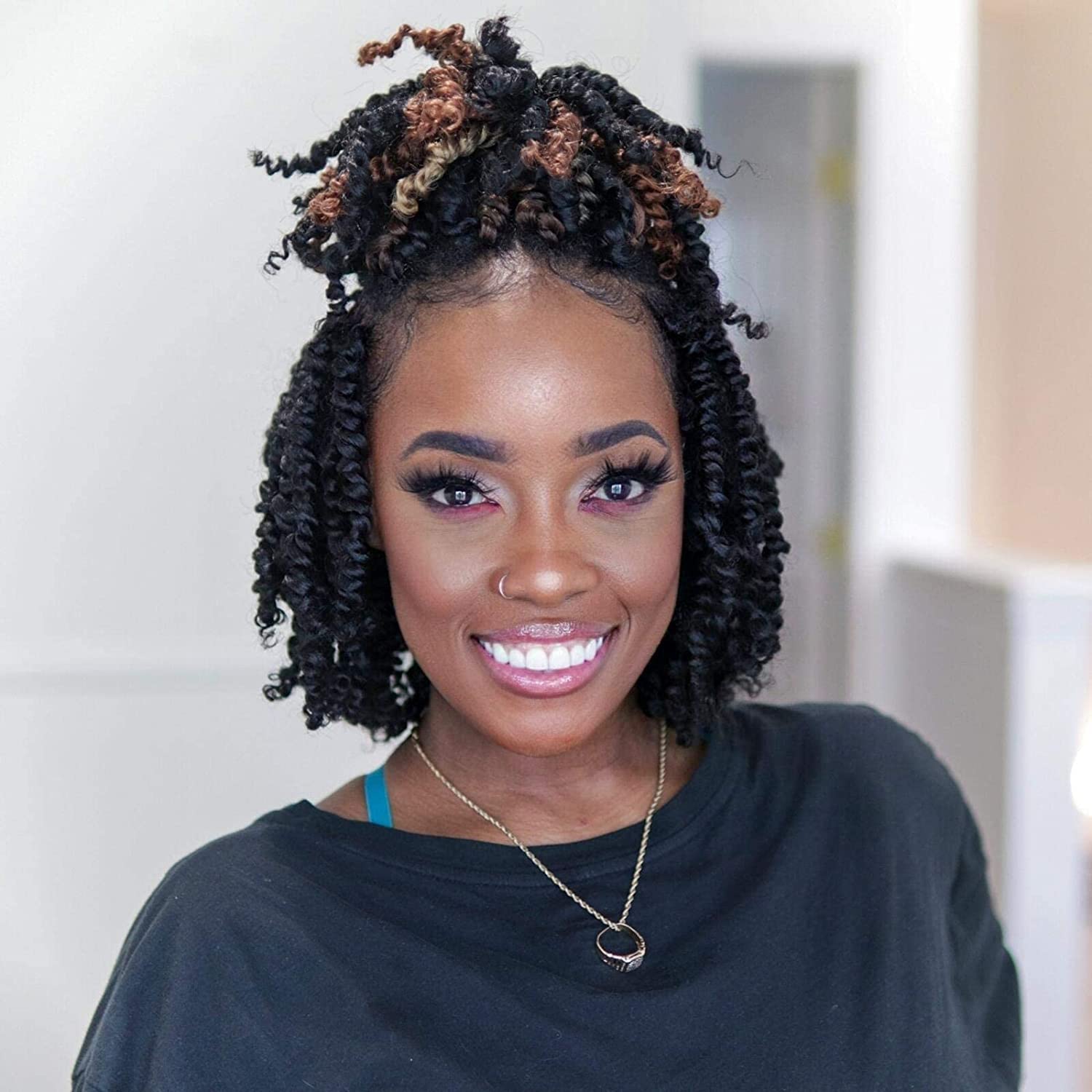 ToyoTress Tiana Passion Twist Hair – Paquetes combinados de 10 pulgadas (1B-6P+T27-1P-T30-1P), extensiones de cabello sintético pretrenzado
