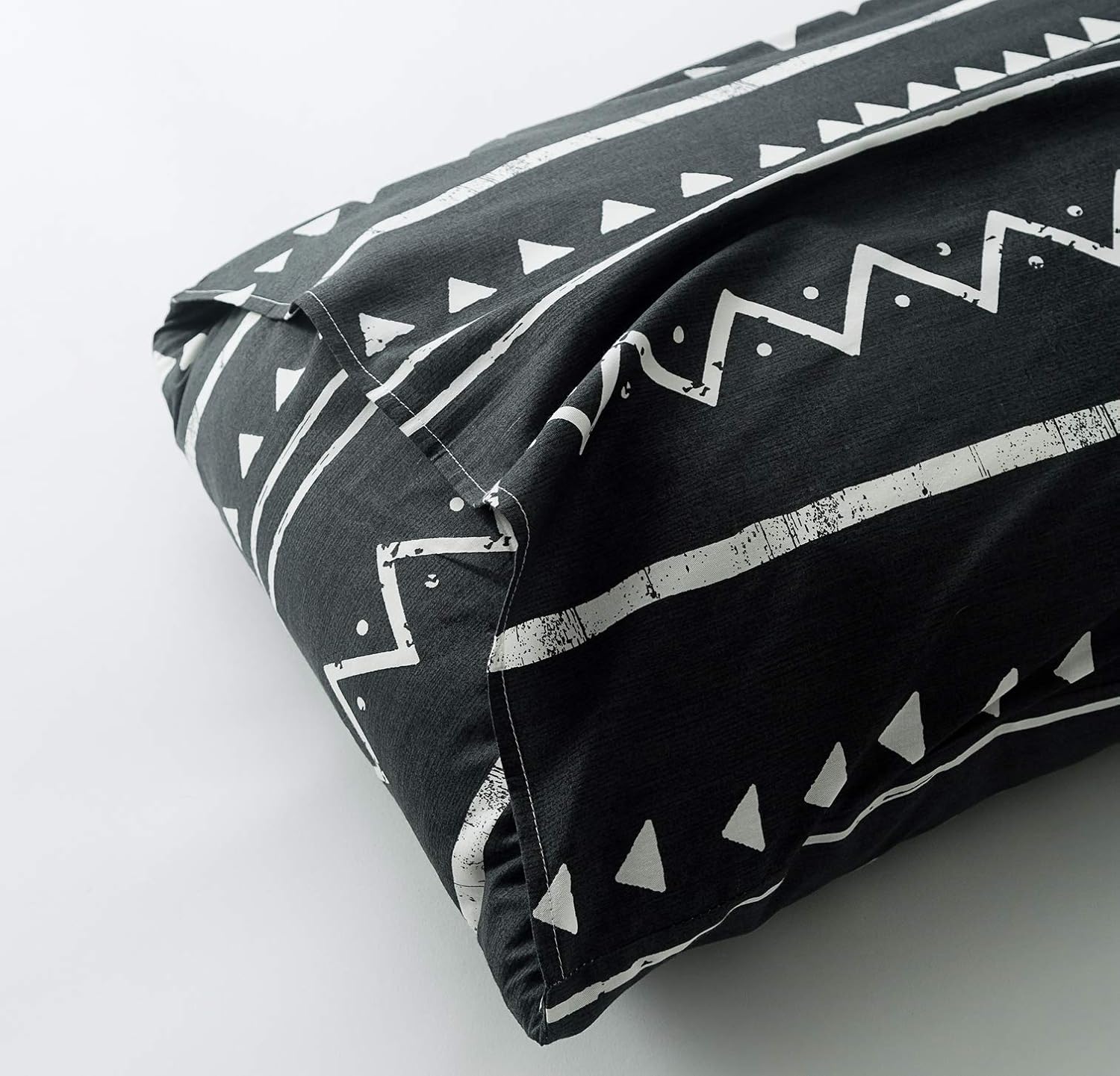 SUSYBAO Juego de funda de edredón geométrica negra, tamaño Queen, 100% algodón, estilo azteca bohemio, juego de funda de edredón de 3 piezas, 1