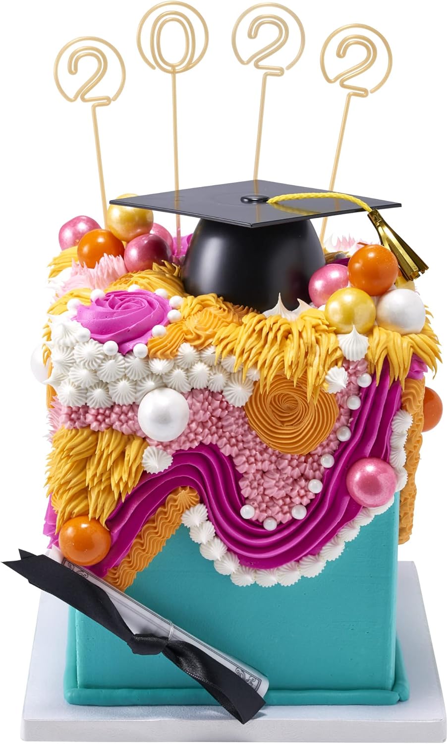 DecoPac Diploma de graduación con cinta negra para tartas, decoración de pasteles, plástico seguro para alimentos, paquete de 24