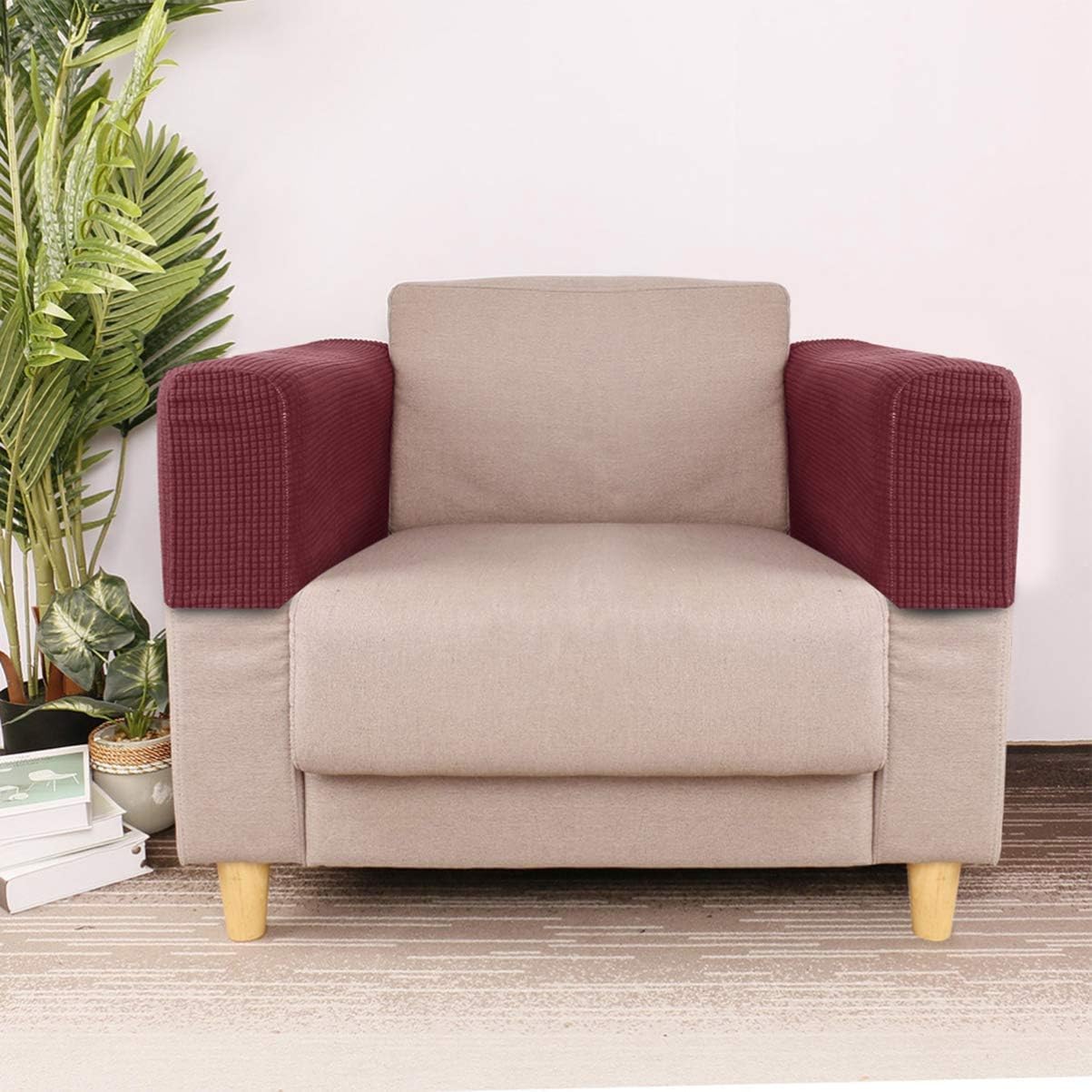 2 fundas antideslizantes para reposabrazos de sofá, fundas elásticas para sillón, protector elástico para el hogar, oficina, sillón reclinable, sofá