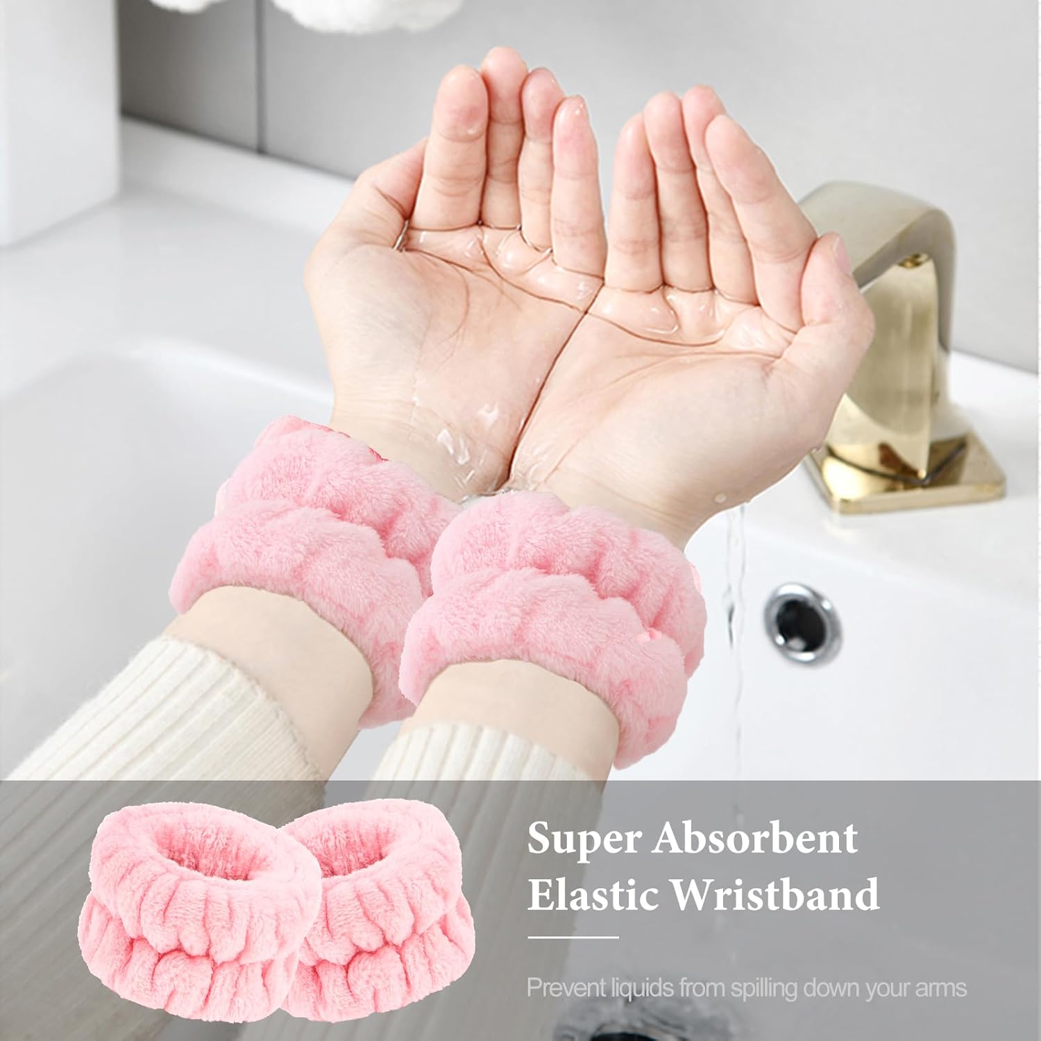 BAHABY Diadema de spa para lavar la cara, cuidado de la piel, maquillaje, diadema de esponja, diadema de spa y muñequera, nubes suave banda para el