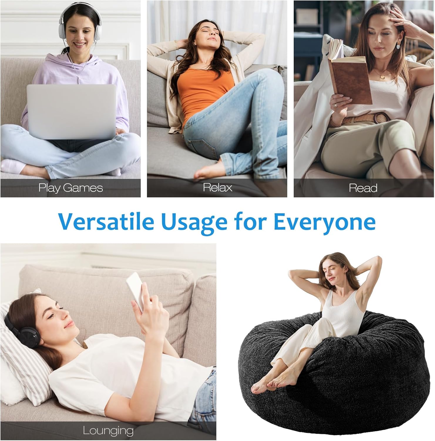 WhatsBedding Puf con funda Sherpa 4 pies de espuma viscoelástica grande para adultosadolescentes con relleno, tela de piel sintética ultrasuave,