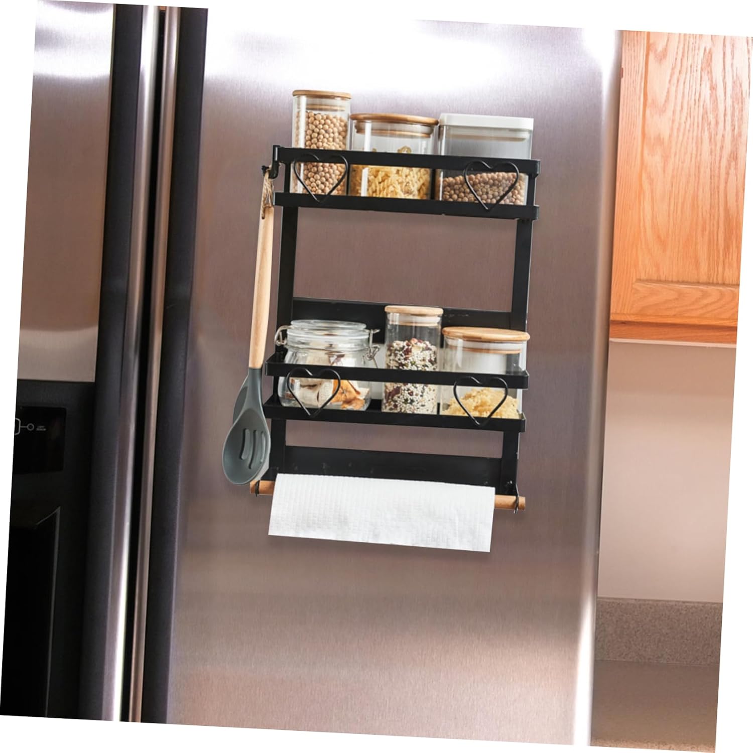 RORPOIR Organizador de especias para nevera, soporte magnético para refrigerador, estante organizador de especias, estante colgante para
