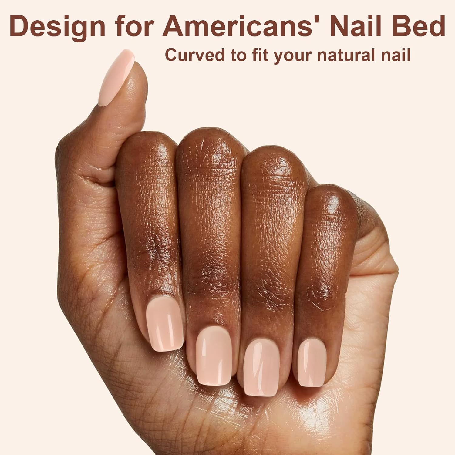 Polychrome&air Uñas postizas cortas Squoval ABS de ajuste natural con pegamento de gelatina, uñas postizas reutilizables para mujer y niña, uñas