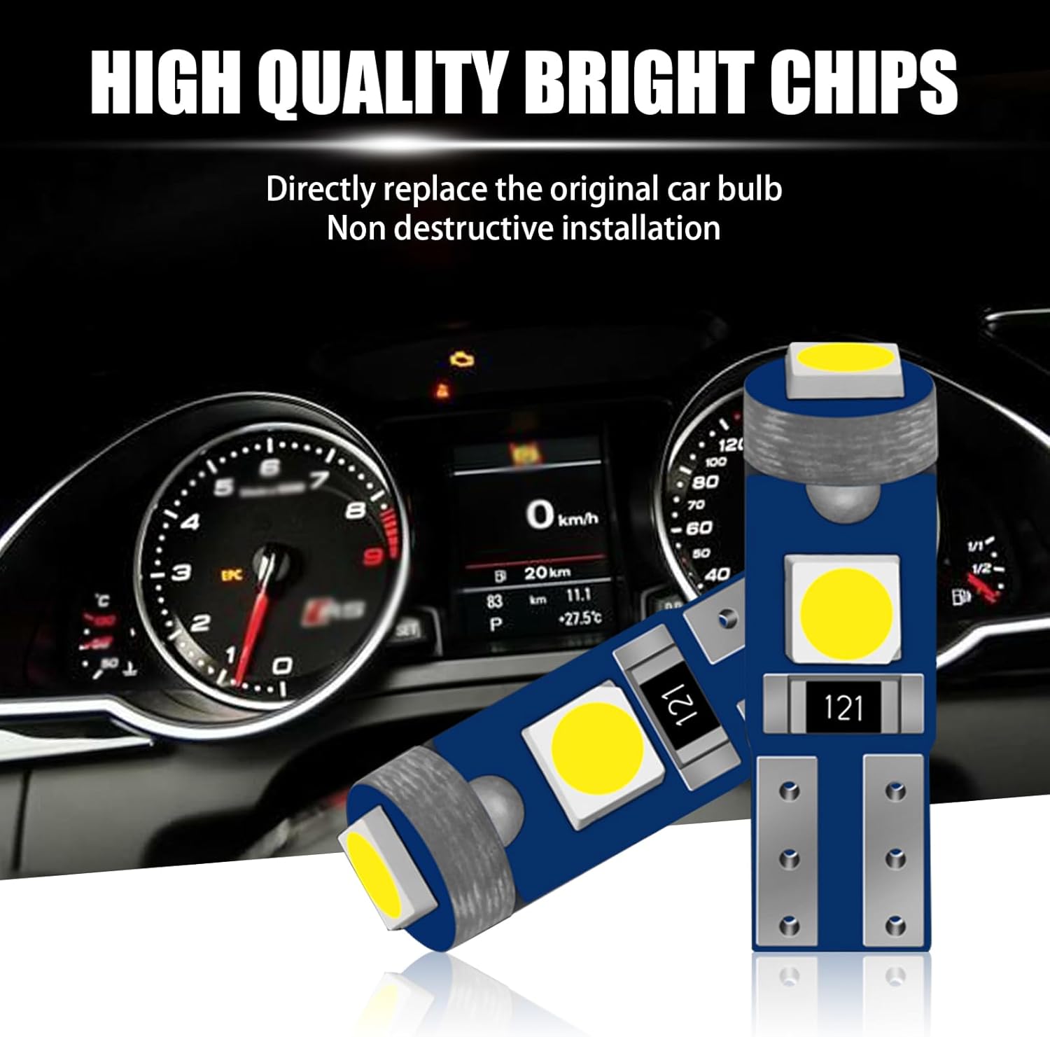 10 luces de instrumentos de coche T5, 3030 3SMD DC 12V luz indicadora LED de alto brillo, 6000K 50000H Canbus 360 Plug Play, compatible con