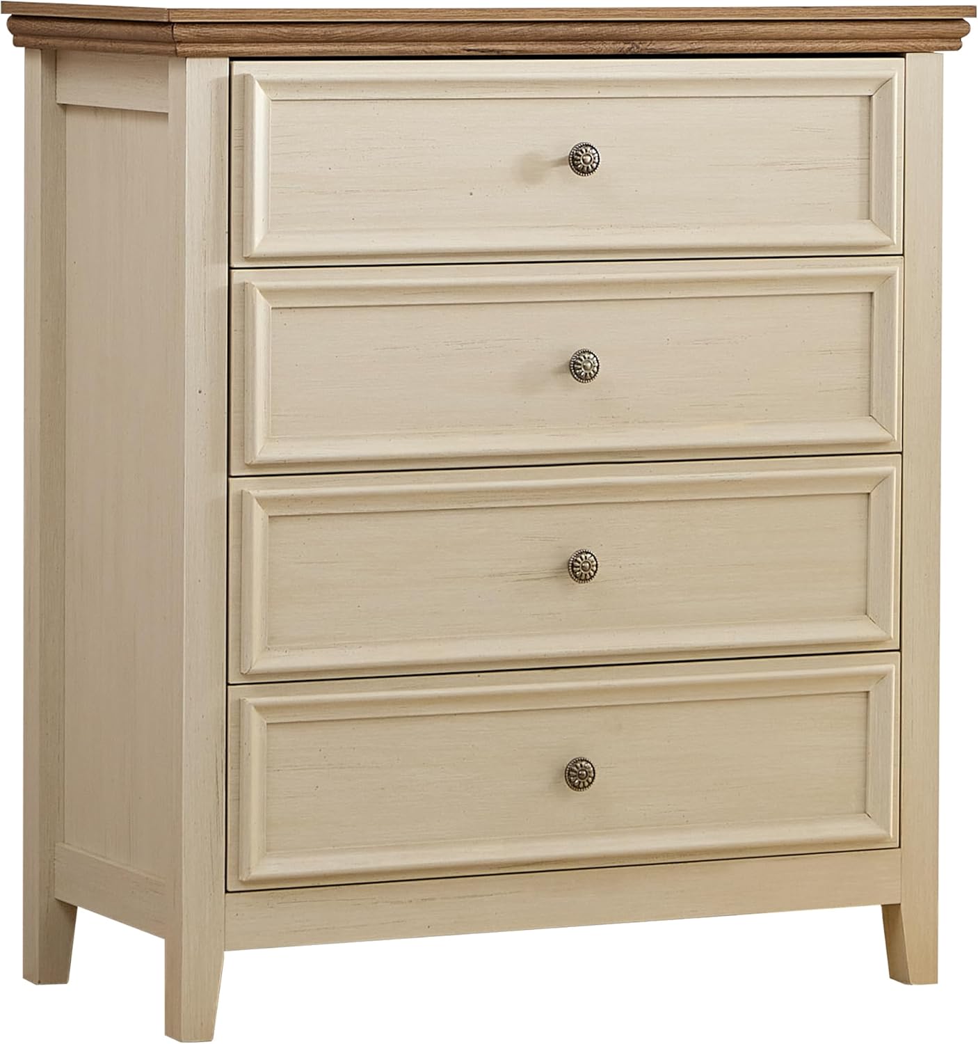 VAWEP Cómoda para dormitorio, 4 cajones, cómoda moderna de 4 cajones para sala de estar, armario de almacenamiento beige, mesita de noche alta para