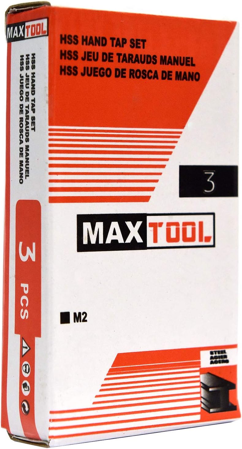 MaxTool 58-11 Juego de grifos de rosca manual que incluye cónico+enchufe+parte inferior HSS M2 Juego de grifos 11 TPI TOTALMENTE TIERRA DERECHA