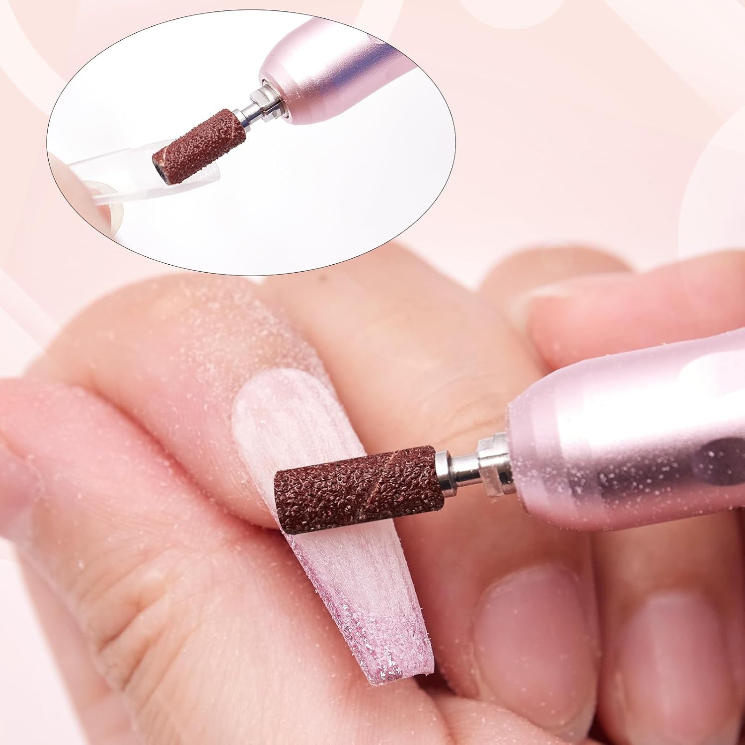 Makartt Bandas de lijado para taladro de uñas, 100 unidades de diseño mejorado 2023 pequeñas limas de lijado de uñas para brocas de mandril de 0.118