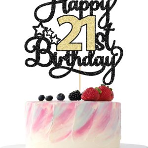 1 decoración para pastel de cumpleaños número 21, color negro y dorado con purpurina para dulces de cumpleaños de 21 años, decoración de pastel de 1 decoración para pastel de cumpleaños número 21, color negro y dorado con purpurina para dulces de cumpleaños de 21 años, decoración de pastel de