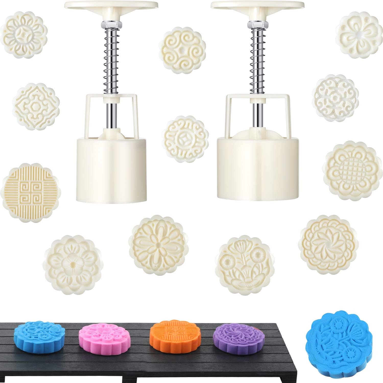 El kit de molde de bomba de baño de 14 piezas incluye 2 piezas de prensa de bombas de baño con 12 sellos para hacer herramientas de bombas de baño