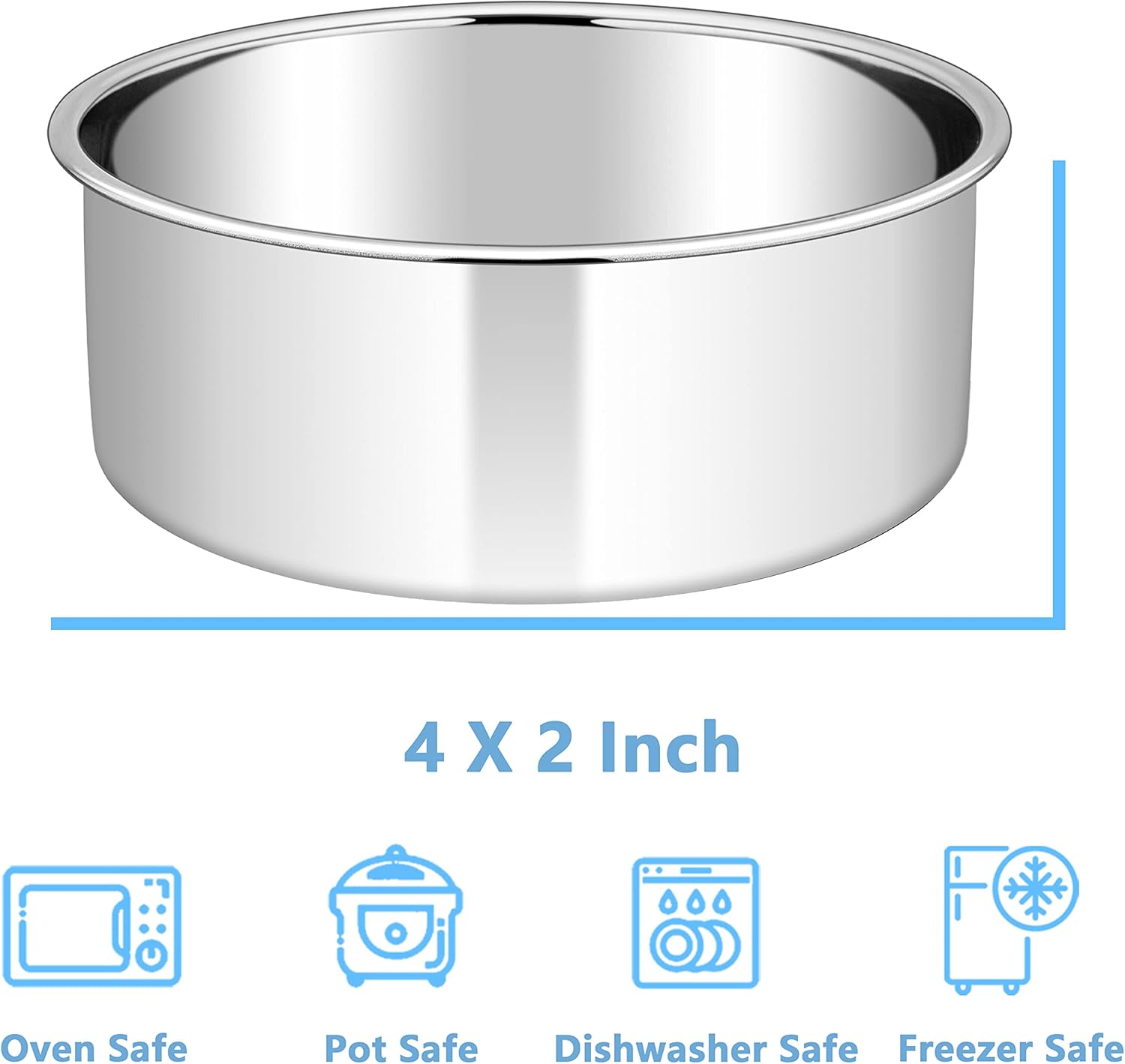 Homikit Juego de 4 moldes para tartas de 4 pulgadas, de acero inoxidable, redondos, para hornear, cumpleaños, boda, capa de tartas, juegos de moldes