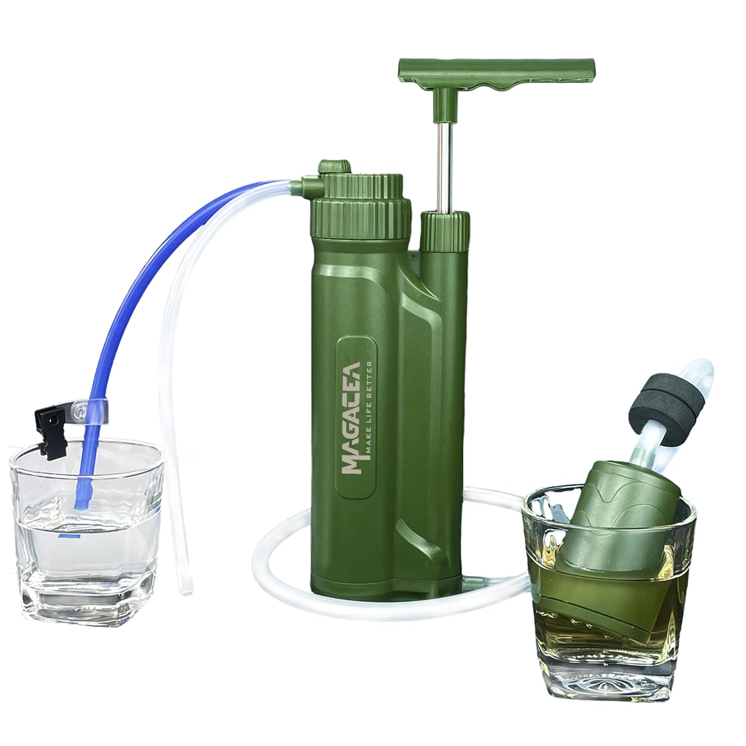 Filtro de agua portátil, purificación de agua con bomba de supervivencia, con membrana RO (0.0001 micrones), elimina el 99.999% de los
