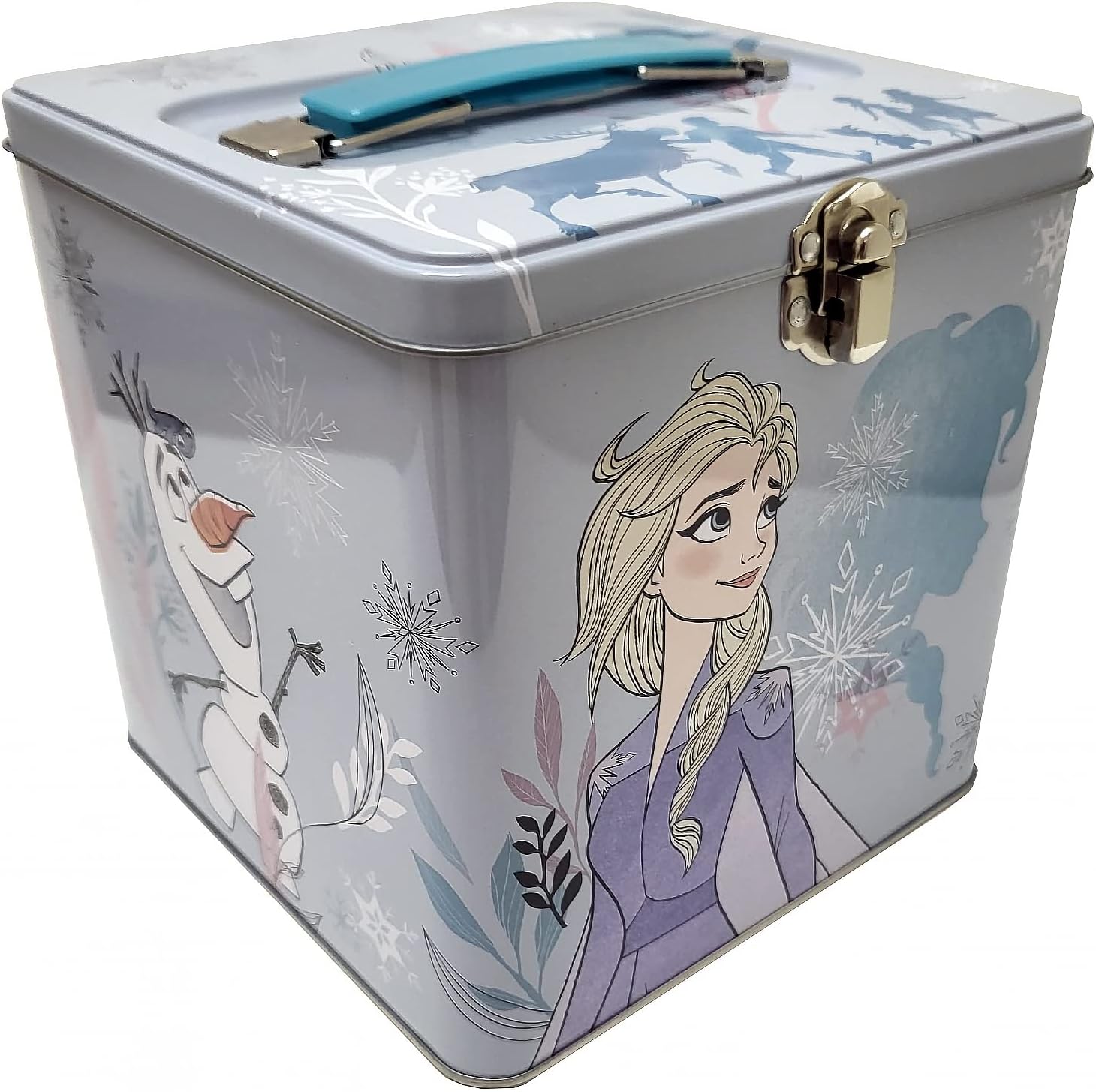 The Tin Box Company Disney Frozen Stack Store and Carry – Caja de lata apilable con asa, azul y blanco, XL