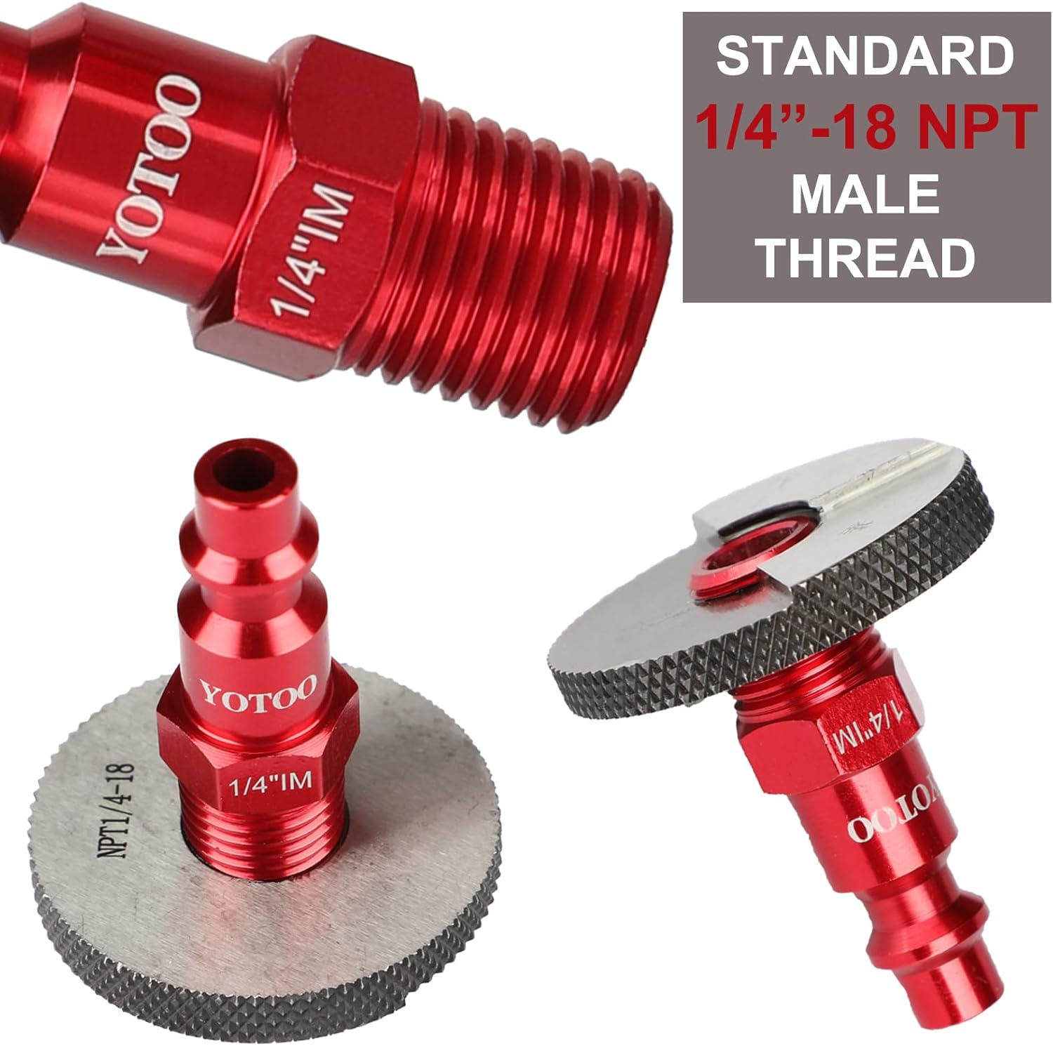 YOTOO Juego de enchufes de aire industriales tipo IM de 12 piezas con roscas macho NPT de 14 pulgadas, accesorios de aire de aluminio resistentes,