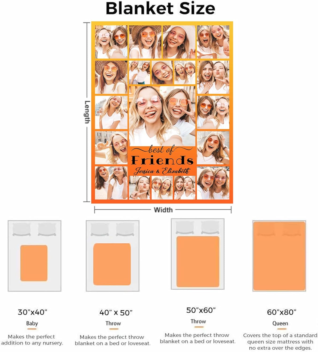 Mantas personalizadas con imágenes hechas en Estados Unidos, manta personalizada con collage de fotos personalizada para papá, mamá, esposa, marido,