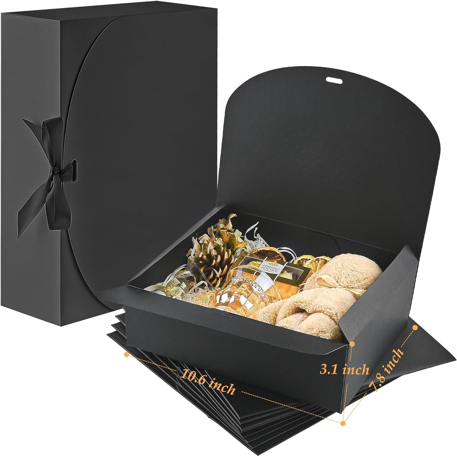 Ocmoiy Paquete de 12 cajas de regalo con tapas de 10.6 x 7.8 x 3.1 pulgadas, cajas de regalo negras para boda, baby shower, fiesta de cumpleaños,
