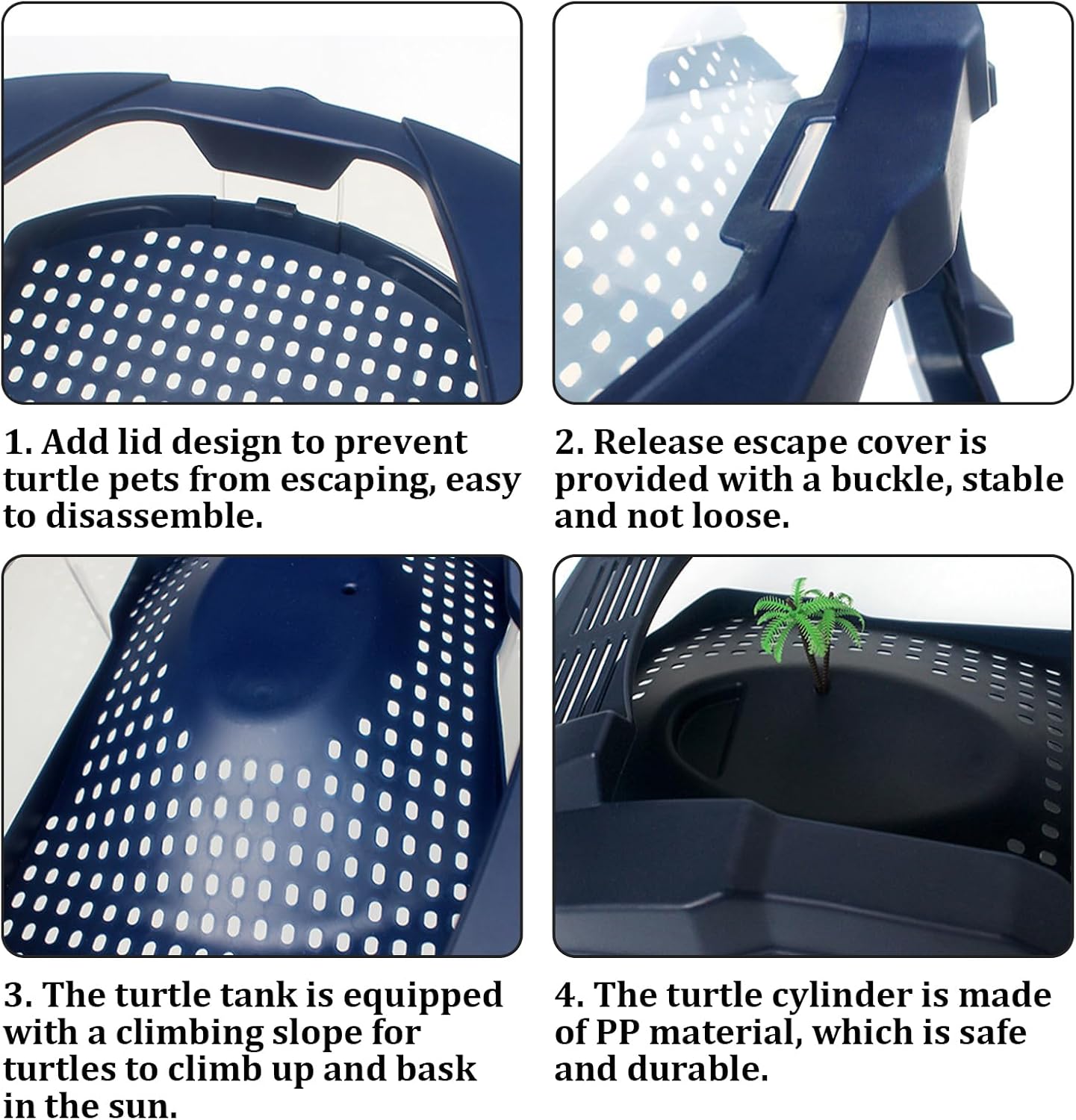 PINVNBY Acuario Turtle Tank de 17.7 pulgadas de largo x 10.2 pulgadas de ancho x 6.1 pulgadas de alto, hábitat de reptiles con plataforma para tomar