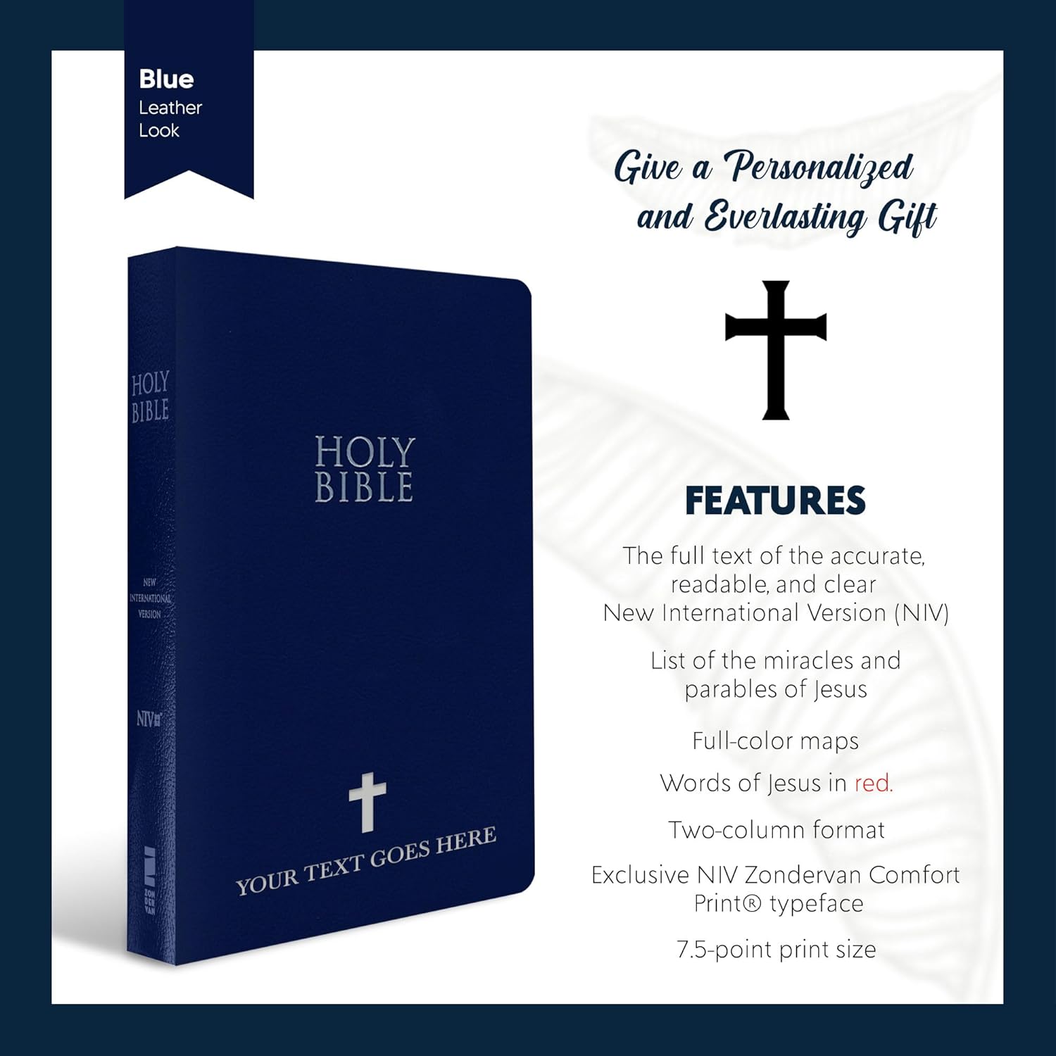 Biblia NIV personalizada Nueva versión internacional Biblia de piel sintética Biblia económica con nombre personalizado hasta 3 filas de texto con