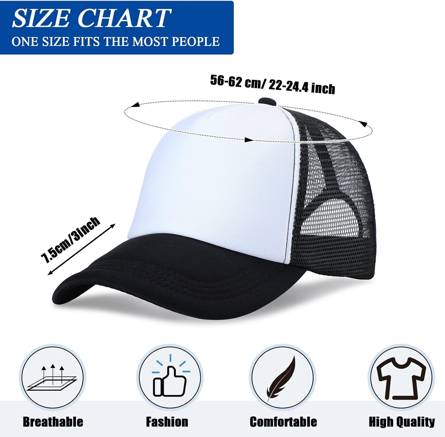 Gorra de béisbol unisex de malla en blanco ajustable lisa en blanco gorra de camionero para bordado de bricolaje impresión por sublimación