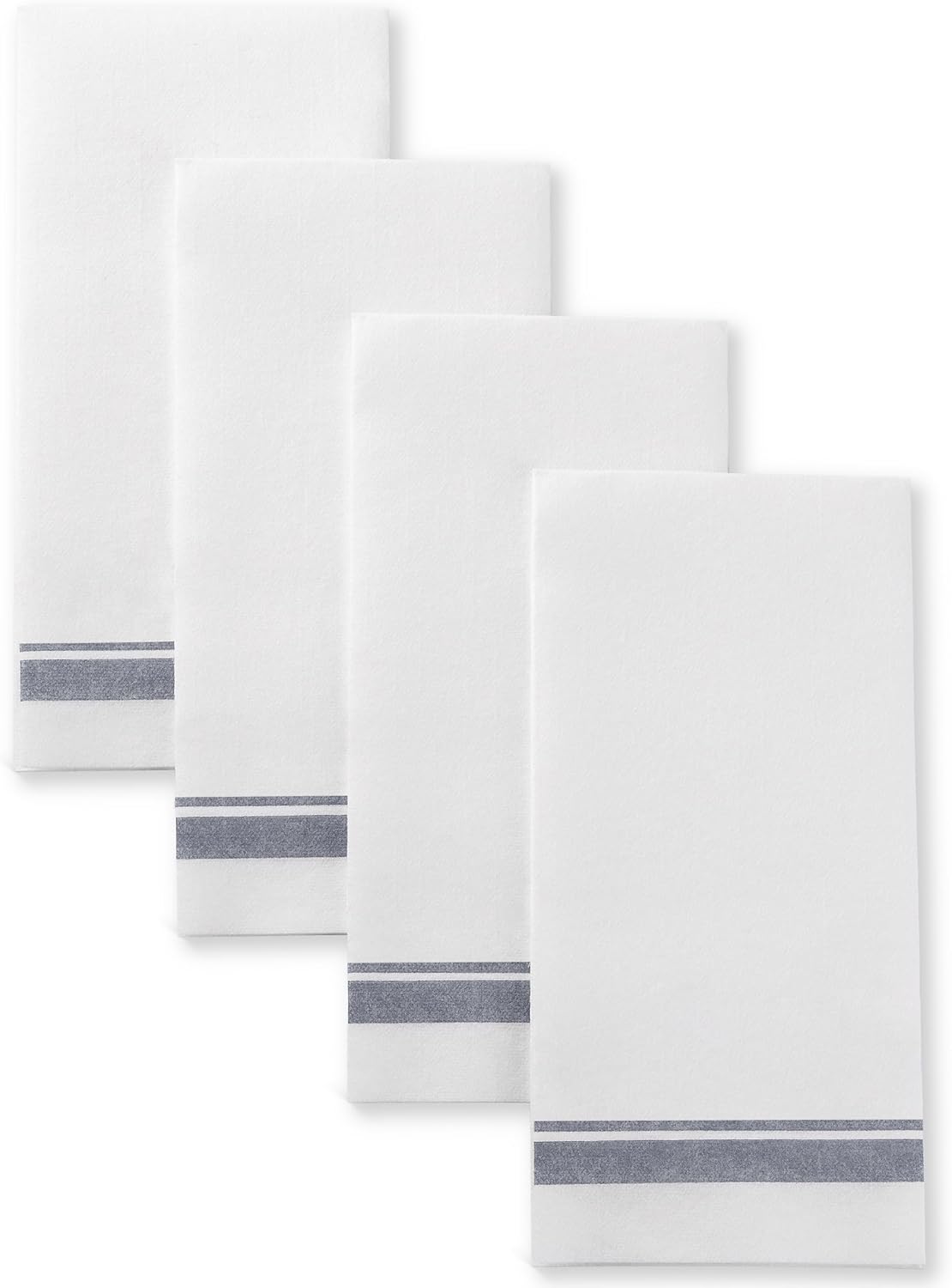 Servilletas desechables de lino con tacto de lino, toallas decorativas blancas para invitados, 12 x 17 pulgadas, servilletas de mano de línea