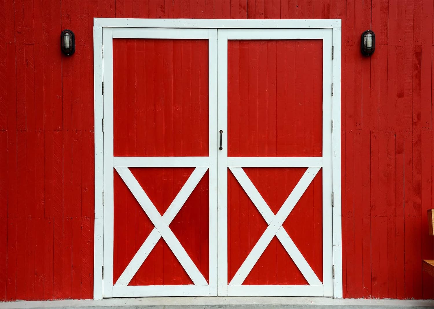 BELECO Telón de fondo rojo de granja de 8 x 6 pies para fotografía de granja, puerta de granero de madera rústica, fondo de escena del país
