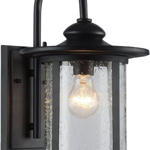 Edvivi Maia – Aplique de pared para exteriores de 1 luz, con acabado negro texturizado, luz moderna para cilindros, pantalla de vidrio transparente Edvivi Maia – Aplique de pared para exteriores de 1 luz, con acabado negro texturizado, luz moderna para cilindros, pantalla de vidrio transparente