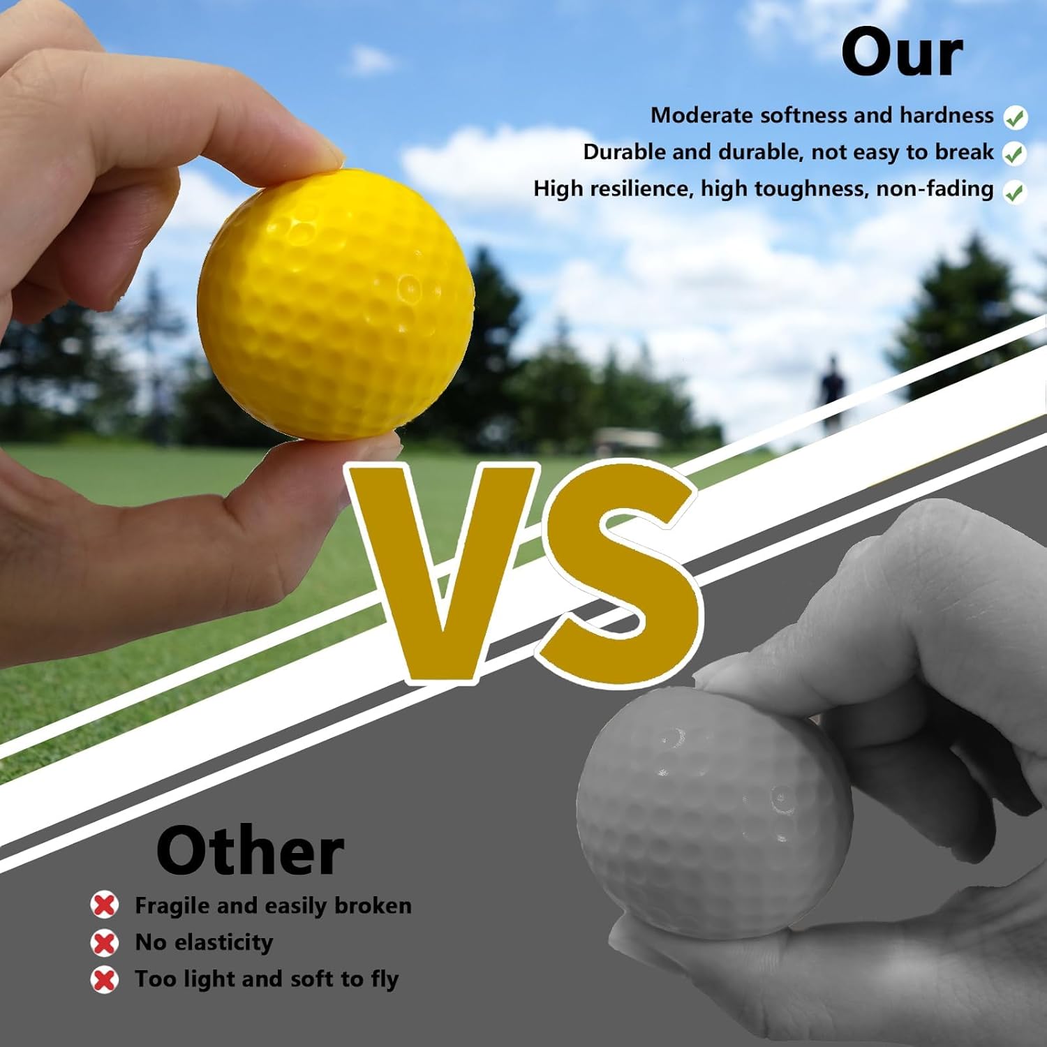 LAZTIC Pelotas de práctica de golf de espuma, paquete de 16 o 54 pelotas de golf suaves, de vuelo limitado, perfectas para práctica de swing en