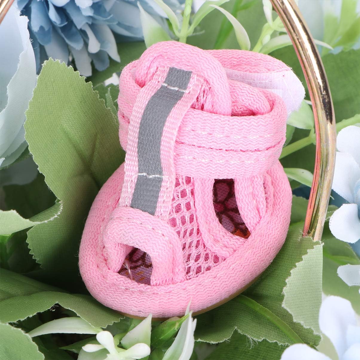 Botas para perros, 4 unidades de malla transpirable de algodón, zapatos de verano para perros, escándalos para perros, protectores de patas para