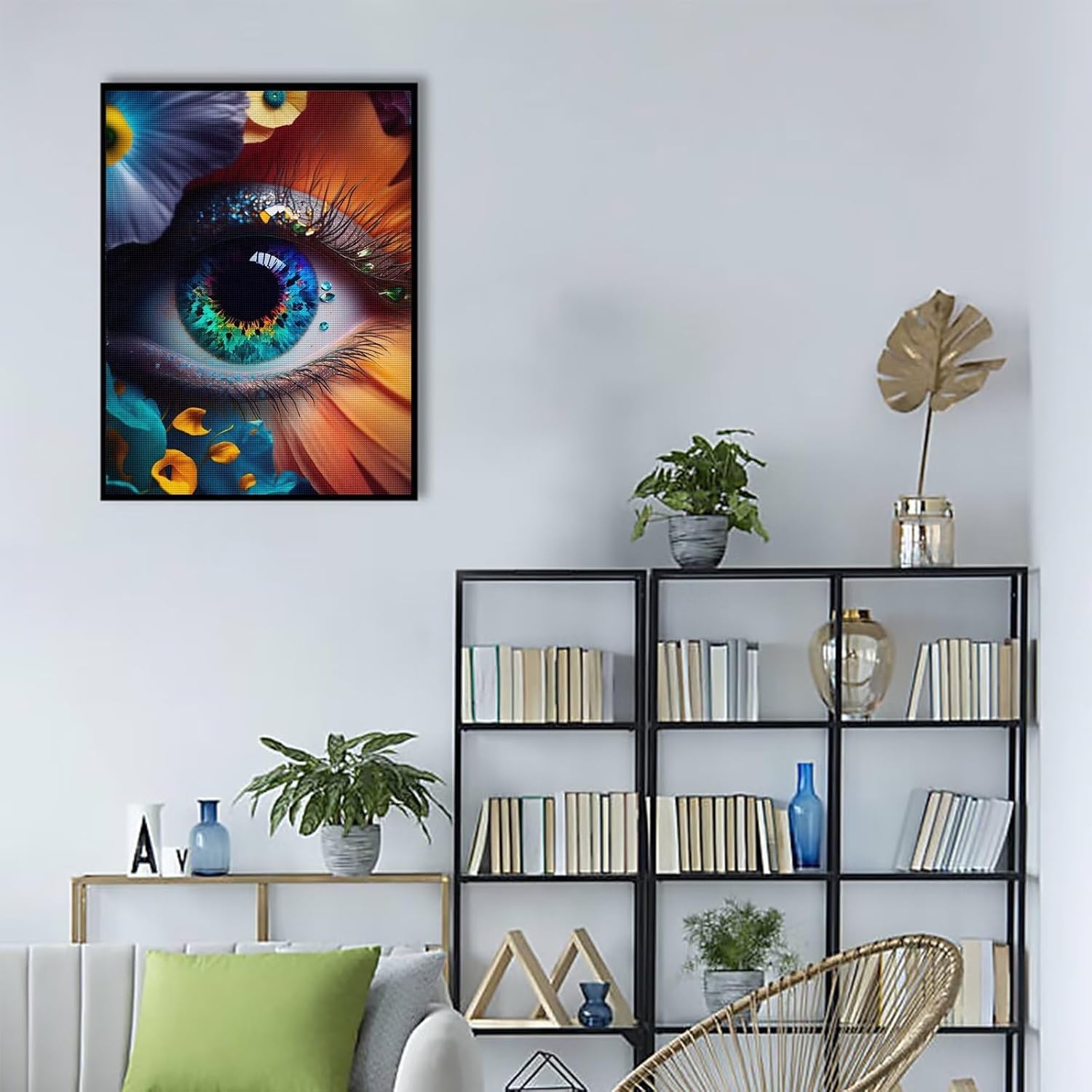 CoHraeu Kits de pintura de diamantes 5D para adultos, diseño de mariposas de taladro completo, arte de diamantes de cristal para ojos grandes, kits