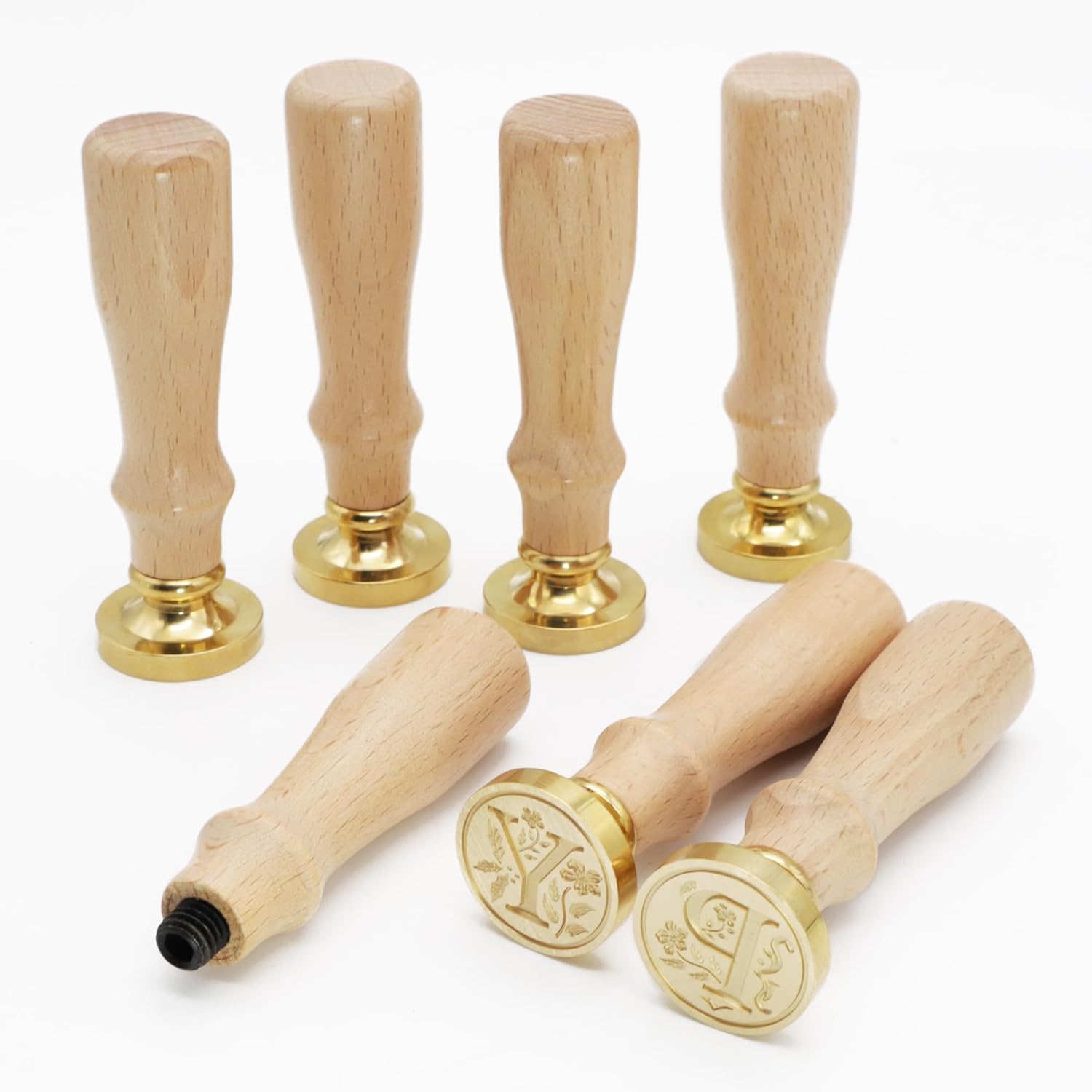 Sellos de cera del alfabeto, sellos grabados, sellos de cera, cabezas de sello de latón, asas de madera desmontables, sobres adecuados, invitaciones