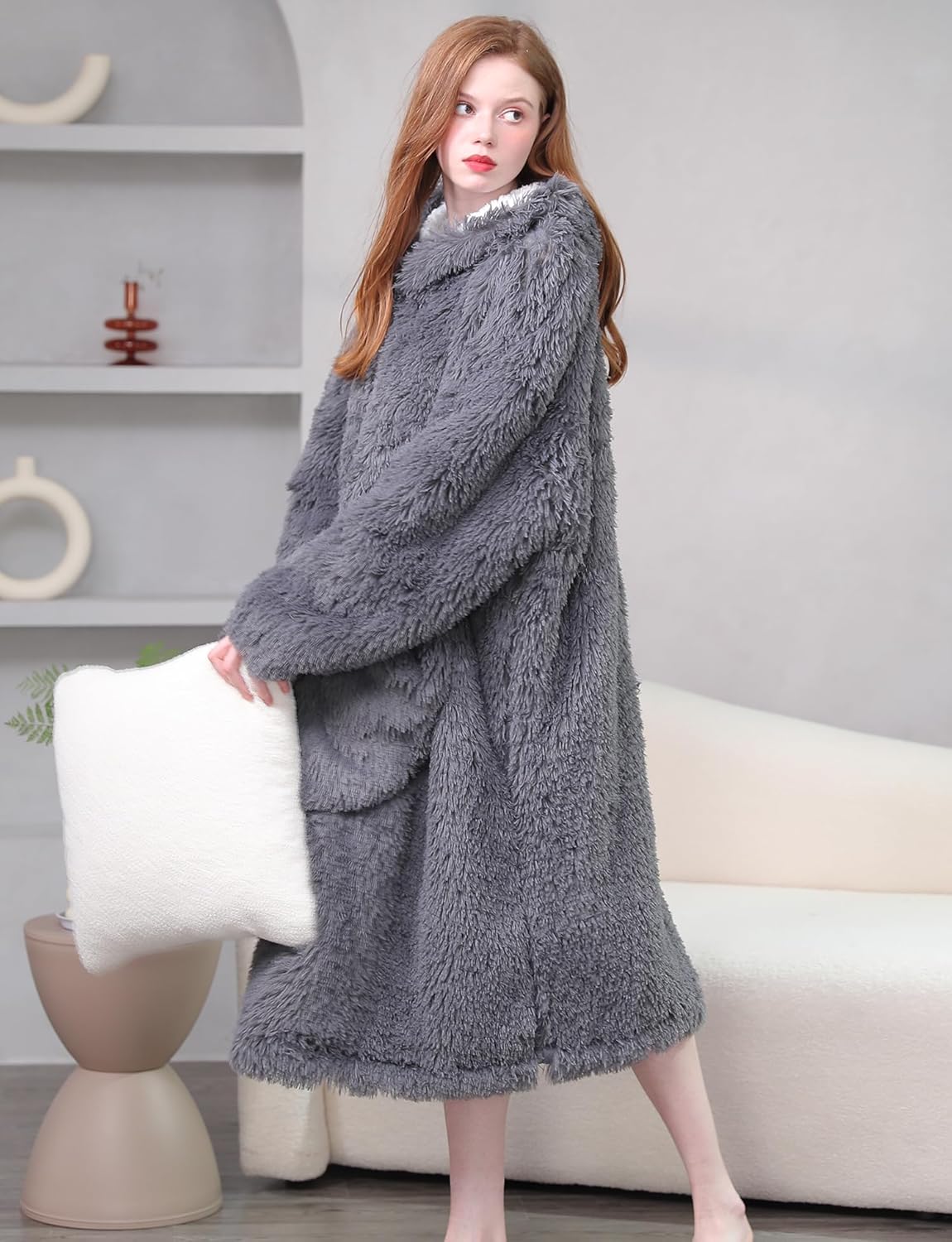 Sudadera con capucha de invierno de gran tamaño, suave y cálida, forro polar Sherpa con capucha para hombres, mujeres y adolescentes