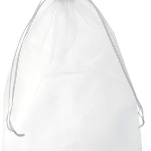 Allgala 100 bolsas de regalo Orangza con cordón de 8 x 12 pulgadas, color blanco PF53401 Allgala 100 bolsas de regalo Orangza con cordón de 8 x 12 pulgadas, color blanco PF53401