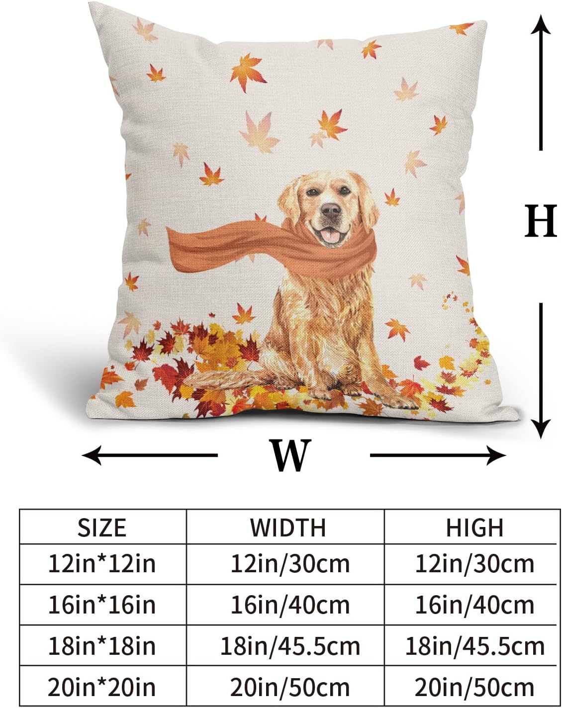 Golden Retriever – Funda de almohada de otoño con diseño de hojas de arce para perro, diseño de casa de campo, diseño moderno de Acción de Gracias,