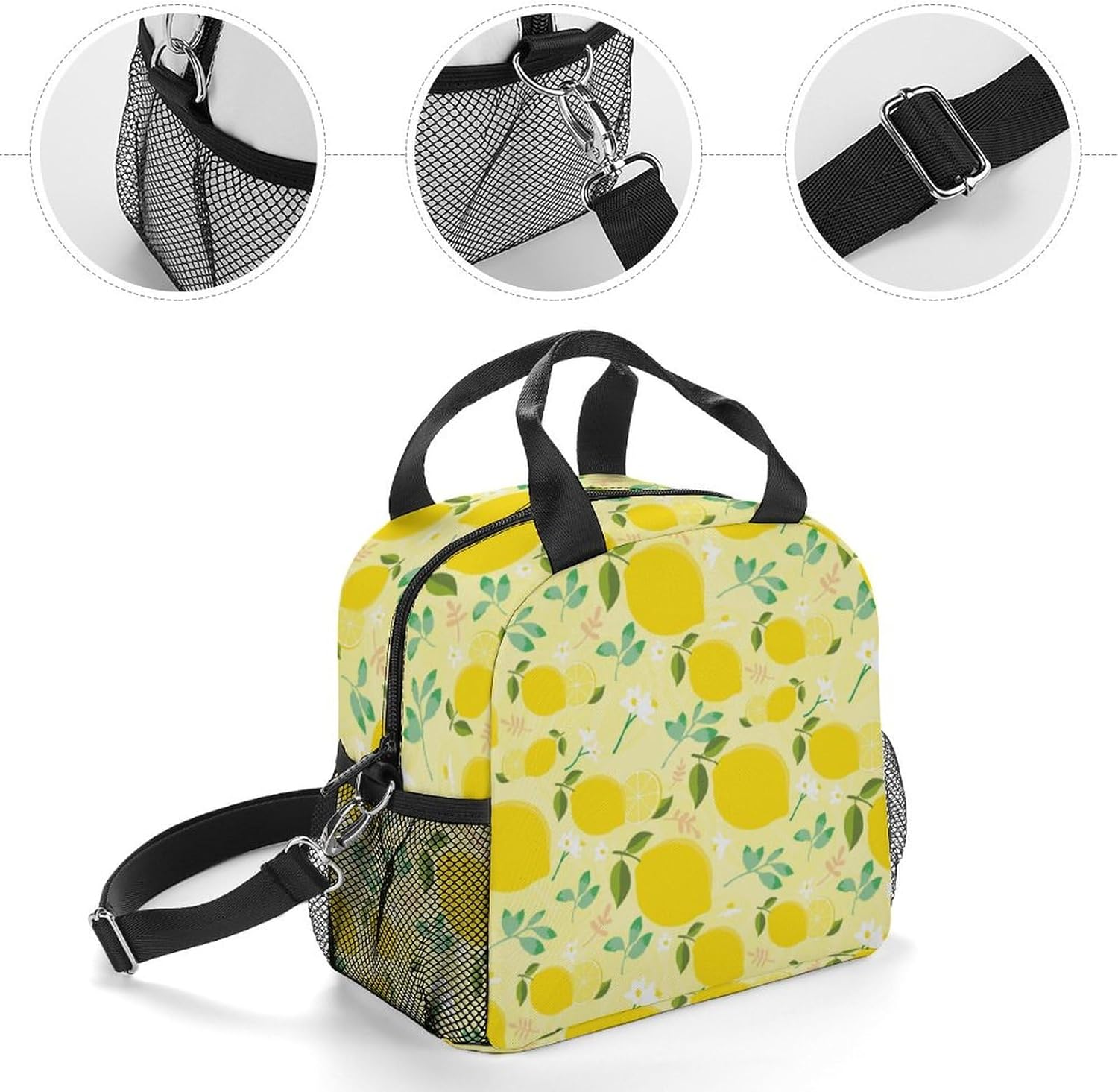Loncheras aisladas a prueba de fugas para mujeres con correas para el hombro, bolsa de almuerzo con impresión 3D, lonchera grande reutilizable con