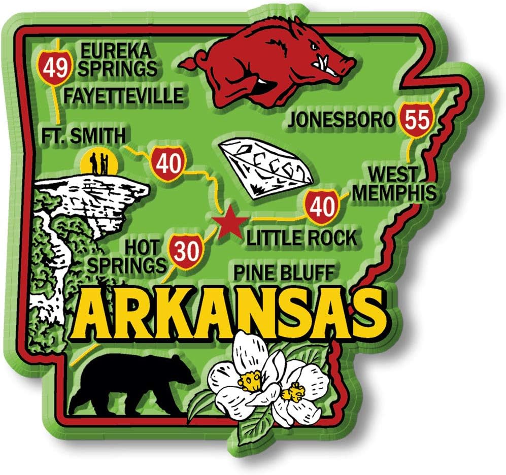 Imán colorido de Arkansas por Classic Magnets, 3 x 2.8 pulgadas, recuerdos coleccionables fabricados en los Estados Unidos