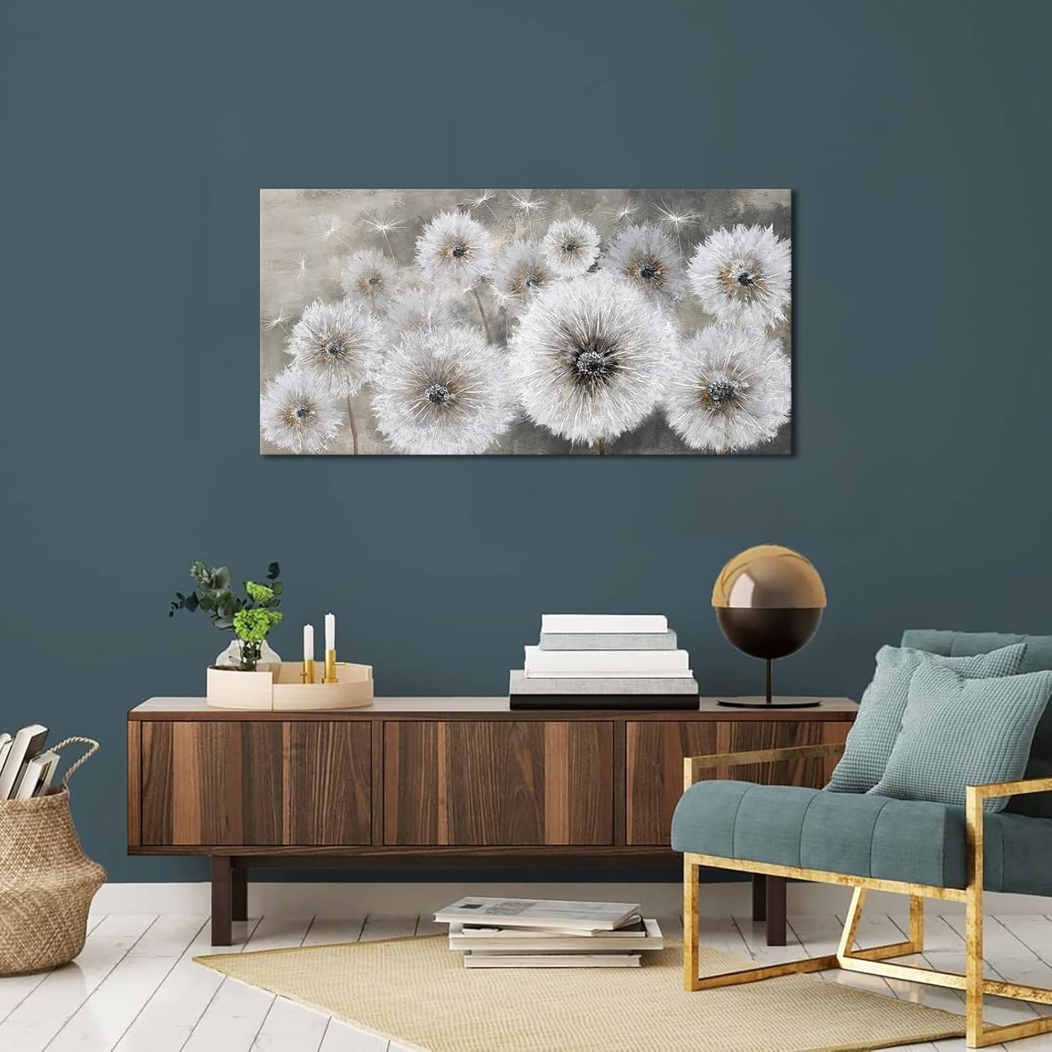 Pogusmavi Arte de pared para sala de estar, pinturas murales  Decoración de pared de comedor, arte de pared grande para dormitorio24 x 48 pulgadas,