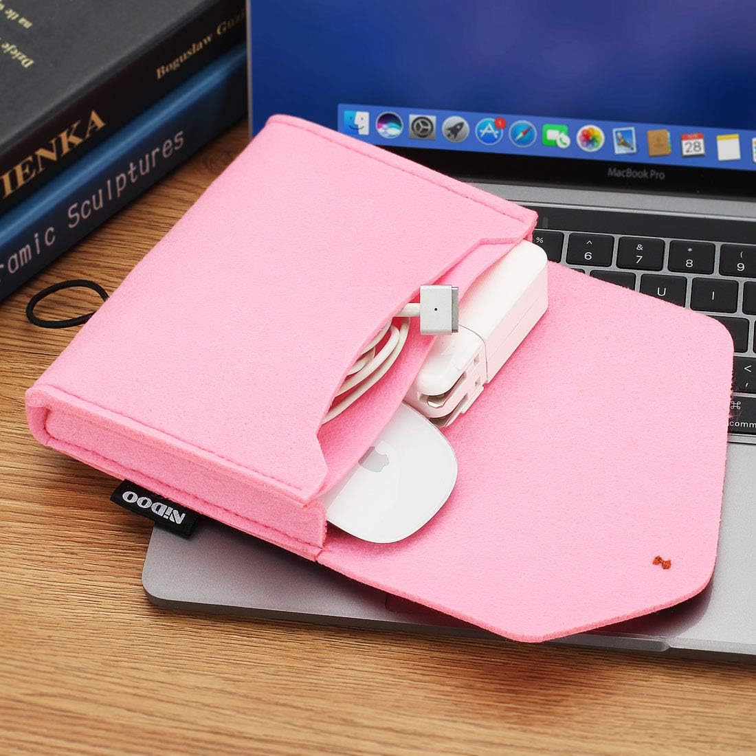 NIDOO Bolsa de almacenamiento portátil de fieltro, accesorios electrónicos Funda protectora para MacBook adaptador de corriente, mouse, teléfono