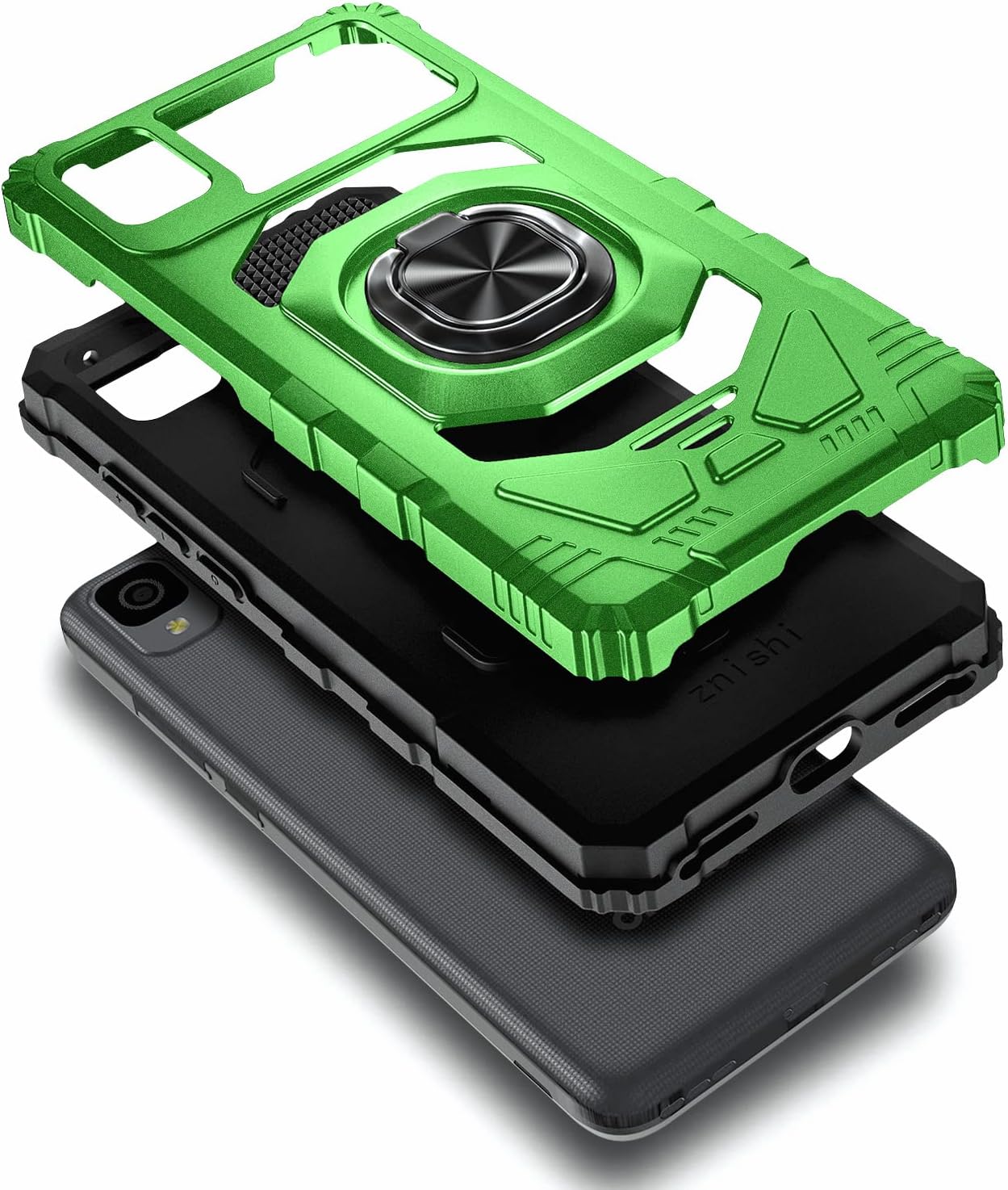 NZND Funda para Alcatel TCL A3 (A509DL)TCL A30TCL ION Z con protector de pantalla de vidrio templado (cobertura máxima), protección de cuerpo
