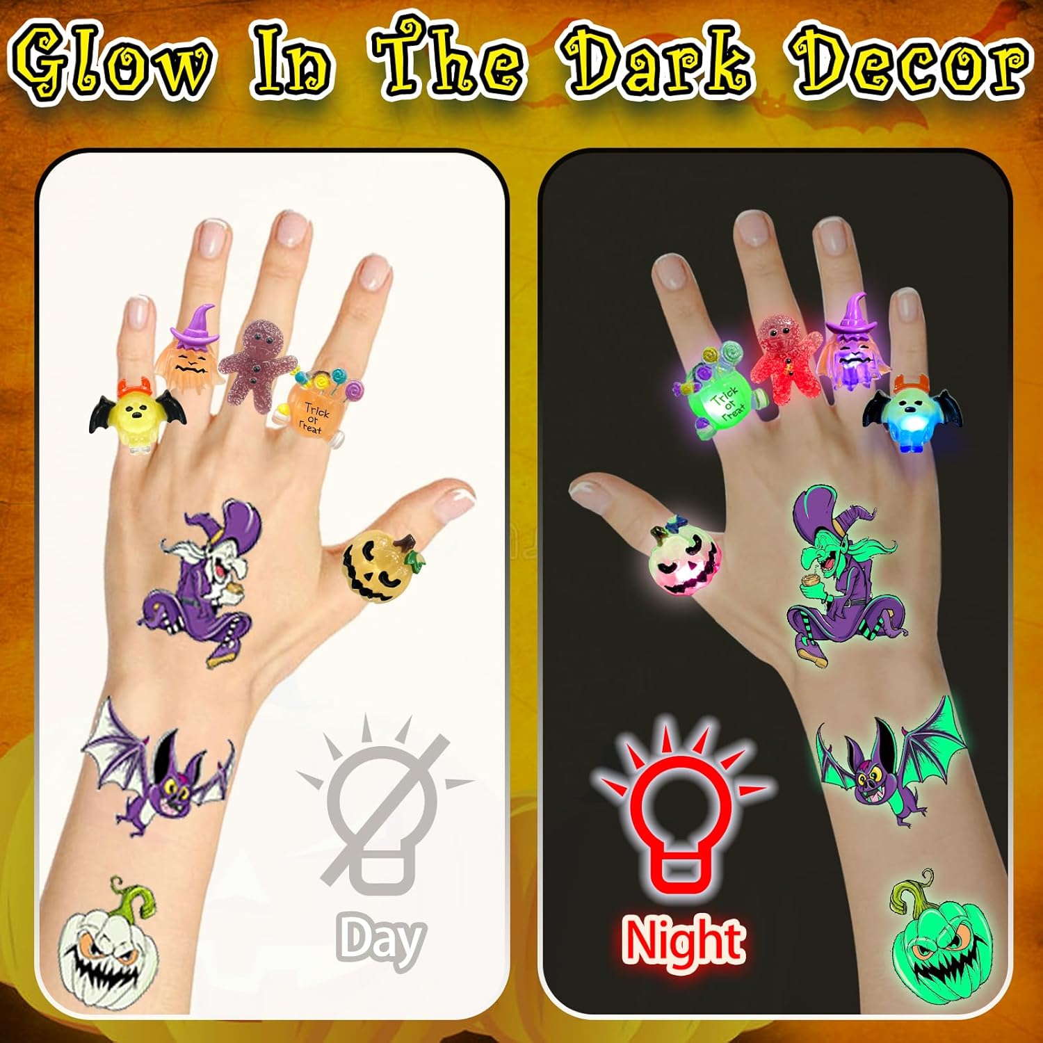 38 piezas de recuerdos de fiesta de Halloween para niños, anillos con luz 3D, juguetes a granel, golosinas de Halloween sin dulces, 28 anillos