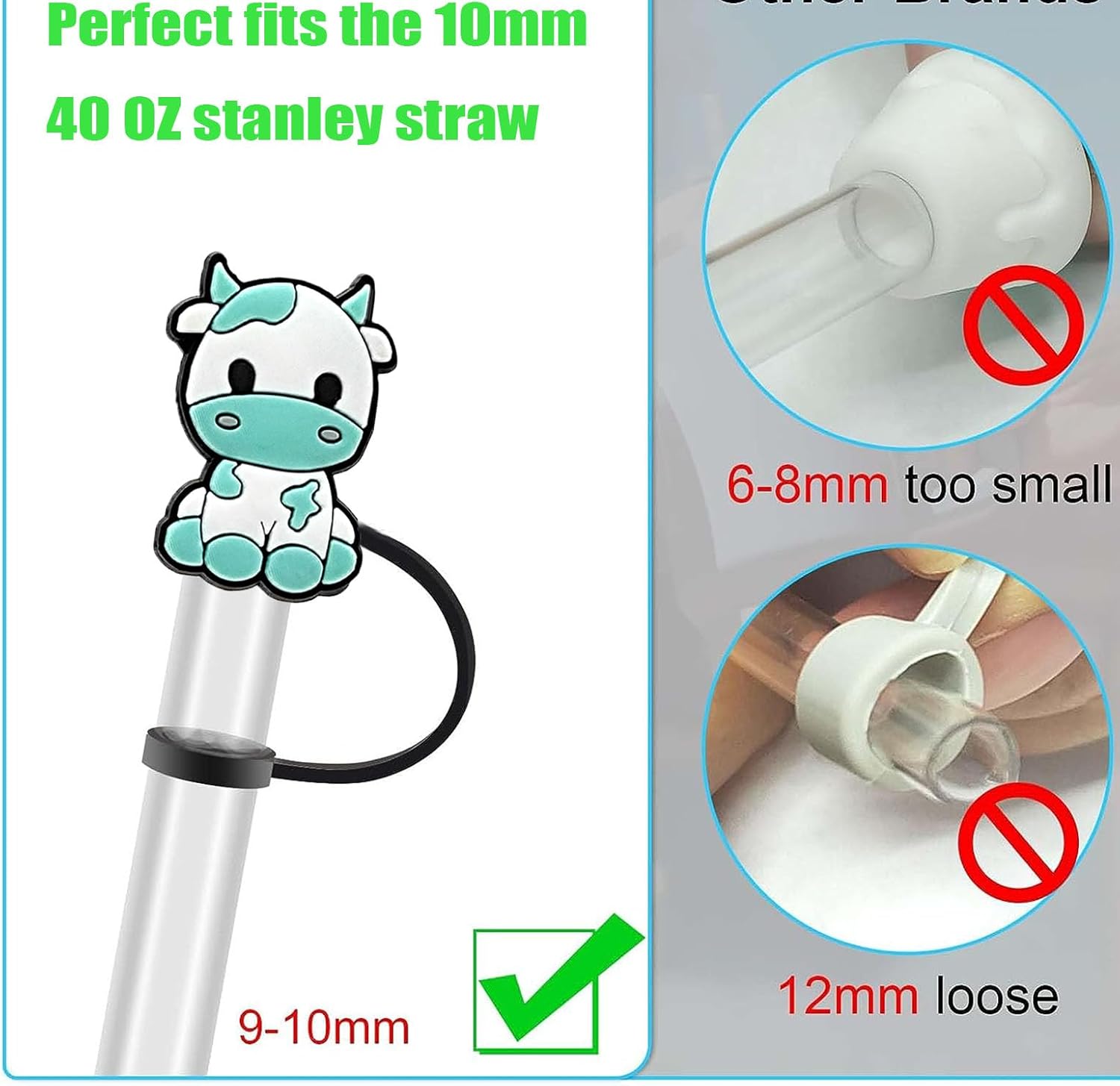 I Love Cat – Fundas de paja para Stanley de 30 y 40 onzas, fundas de paja de 0.394 pulgadas, bonitos adornos de paja de dibujos animados para vasos,
