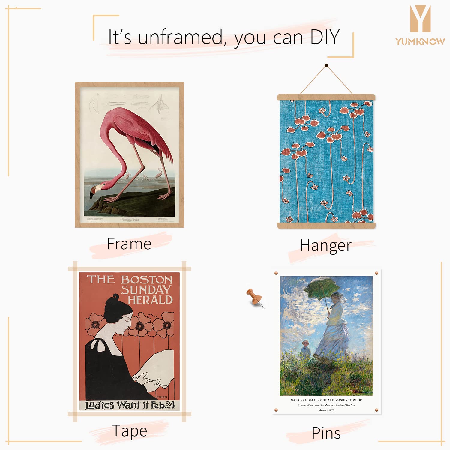 Eclectic Wall Art Decor – Maximalist Prints Room Decor – Modern Museum Pictures – Classic Monet Van Gogh Painting – Japanese Art Wall Decor –