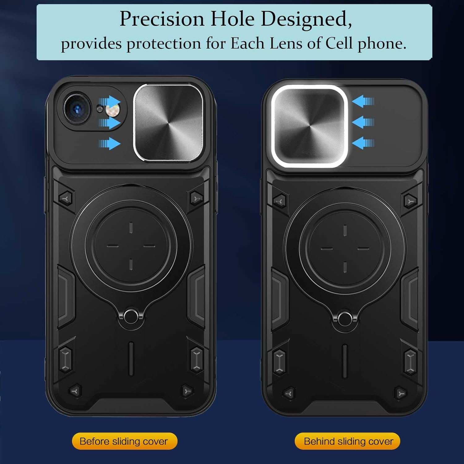 Funda para iPhone SE 2020 2022iPhone 8iPhone 7, soporte de anillo de metal, protector de lente, protección completa, a prueba de golpes, cubierta