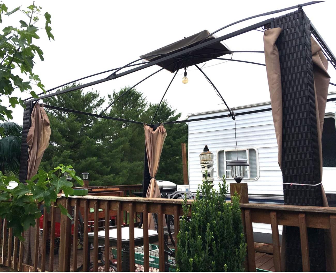 Garden Winds Cubierta superior de toldo de repuesto para cenador de mimbre The Roses – RipLock 350