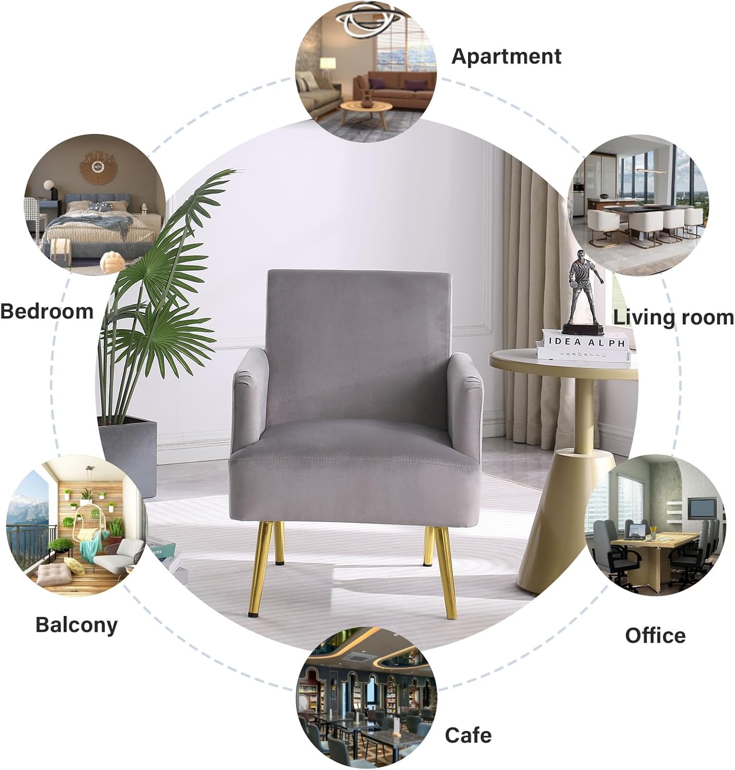 Juego de 2 sillas decorativas de terciopelo, sillón moderno de sherpa con patas de metal dorado, cómodo sillón de club de barril, silla de lectura