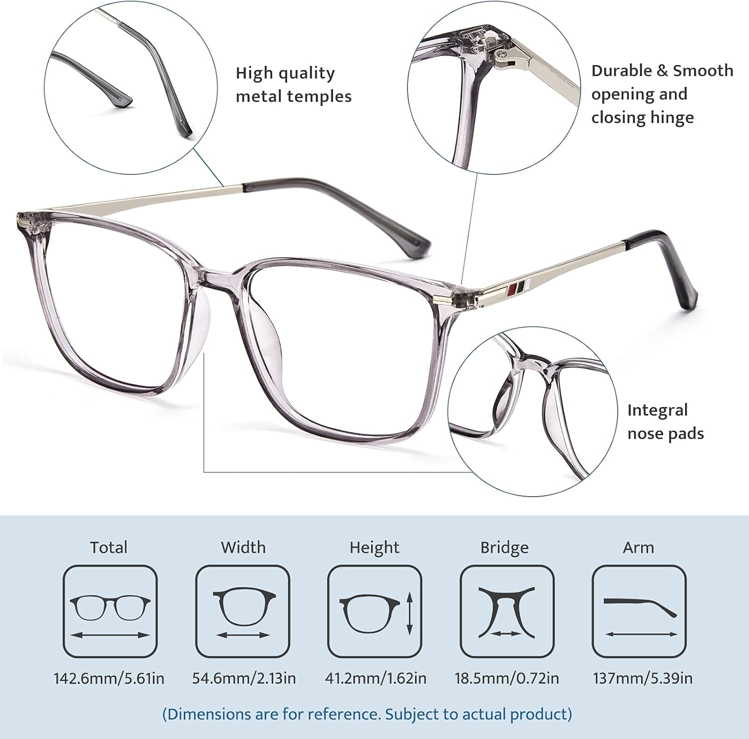 Cyxus Gafas de bloqueo de luz azul para hombres y mujeres, gafas de juegos de computadora rectángulo TR90 marco anti fatiga ocular UV400
