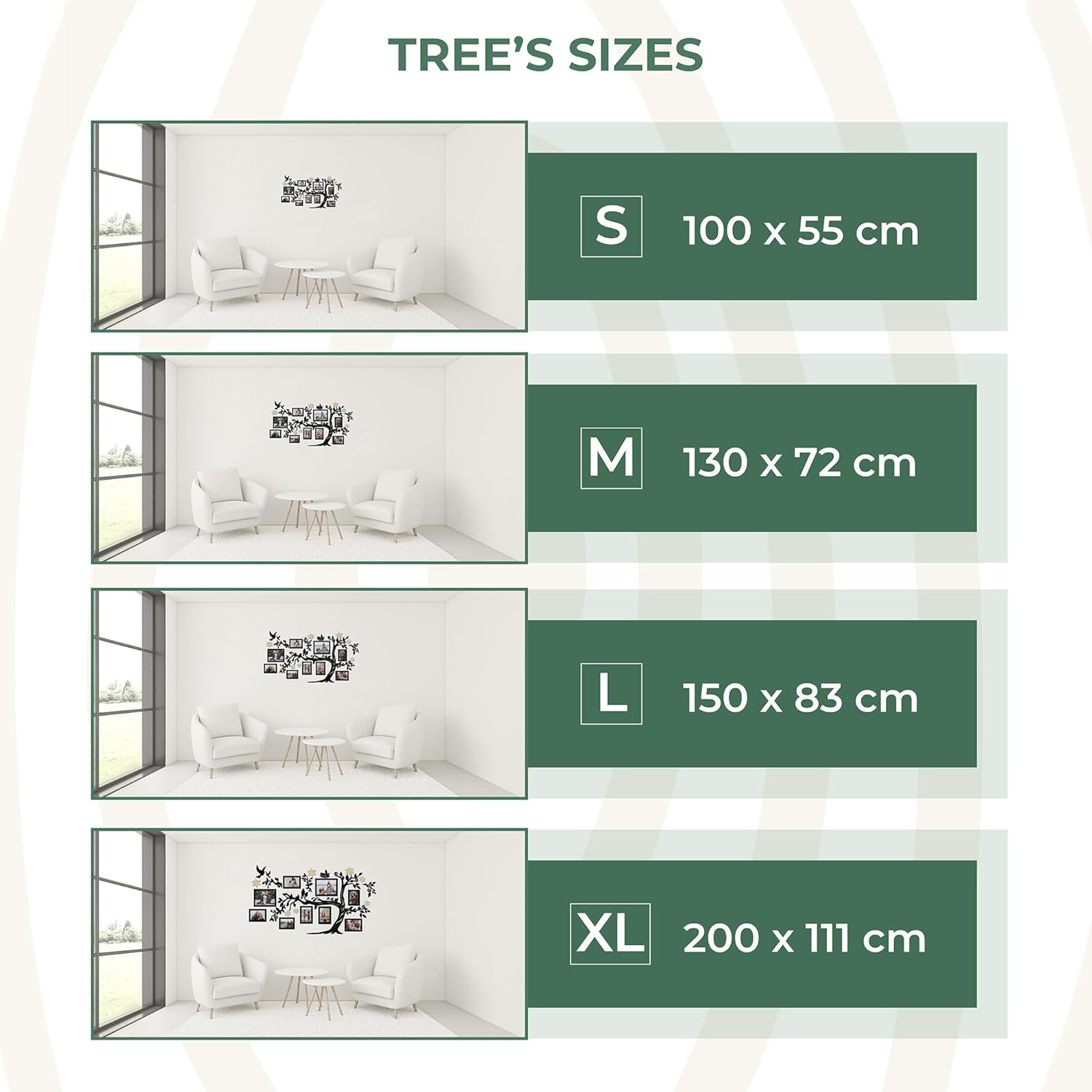 78×44″ Large Home Decor Wood Family Tree Wall Decal with Frame Pictures STANDARD, Decoraciones Para Salas de Casa Wall Art, Wall Stickers for Living