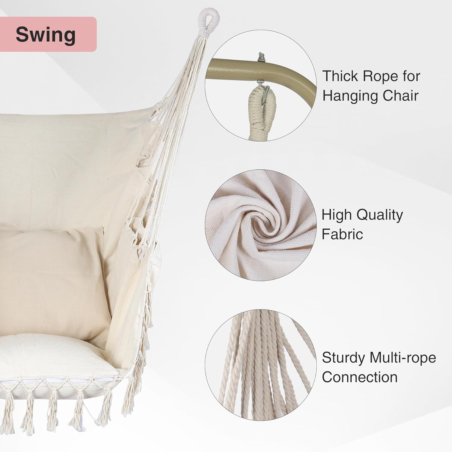 RedSwing Silla hamaca con soporte, silla colgante portátil para adultos, marco de hamaca de acero resistente con columpio colgante para interiores y