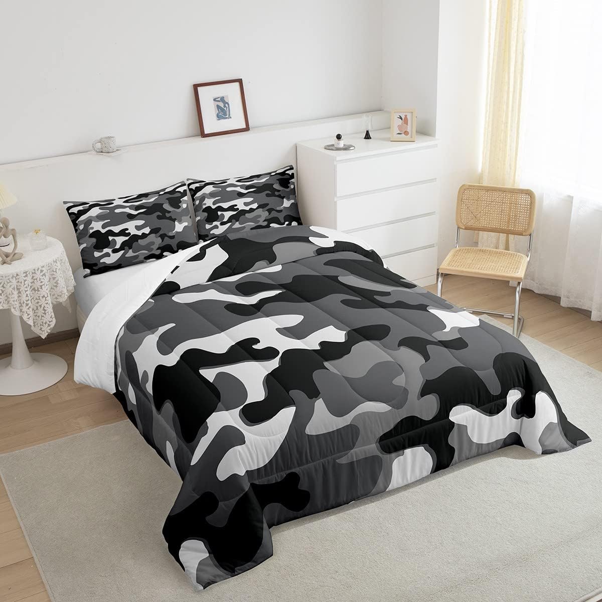 Juego de edredón de camuflaje militar para niños y adolescentes, juego de ropa de cama de camuflaje para niñas y hombres, juego de edredón militar,