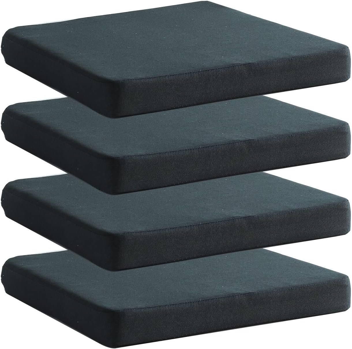 Juego de 4 cojines para sillas de comedor con lazos, antideslizantes, de espuma viscoelástica, para muebles de patio al aire libre, color negro